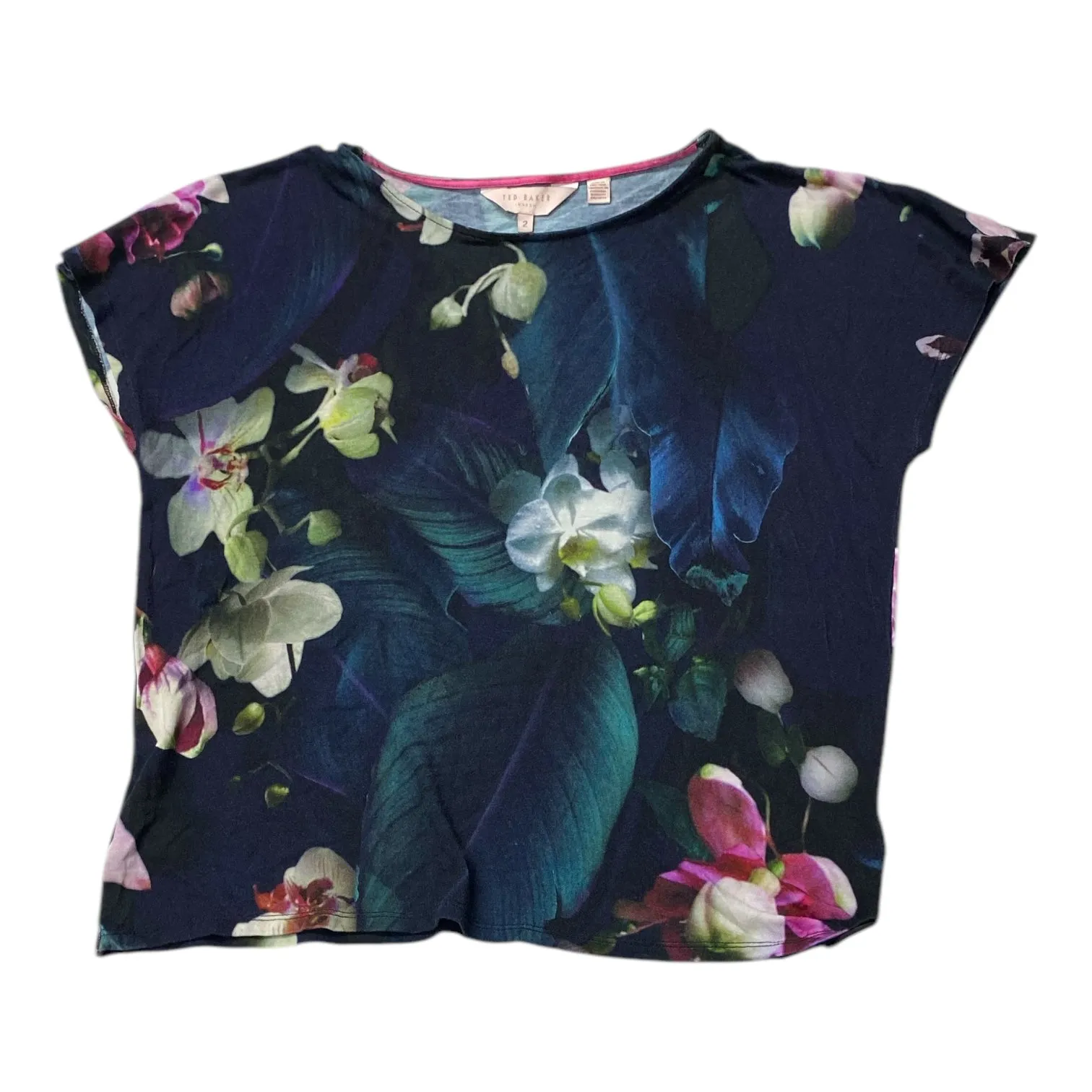 Top Ss Designer By Ted Baker In Floral Print, Size:Xs Comfy Waistband