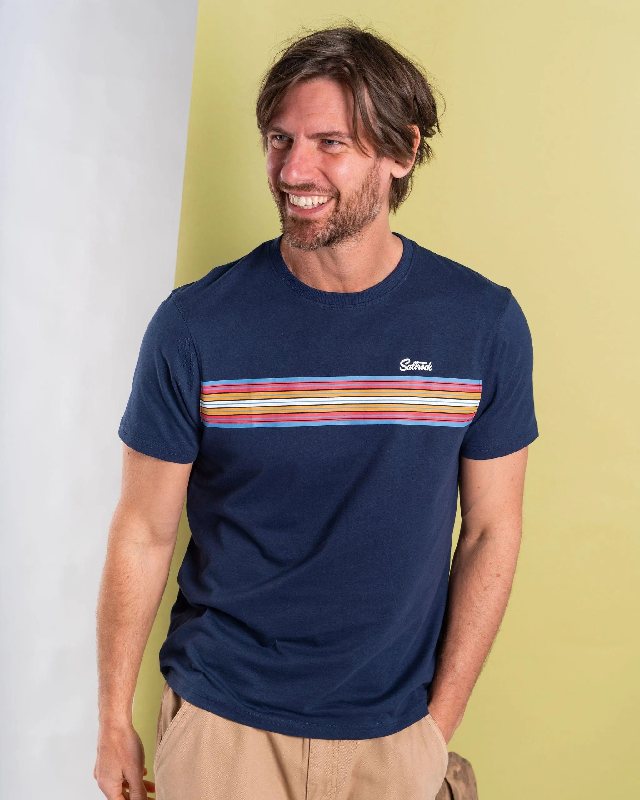 Classic Stripe - Mens Short Sleeve T-Shirt - Blue Essential Layer Elegant and Relaxed