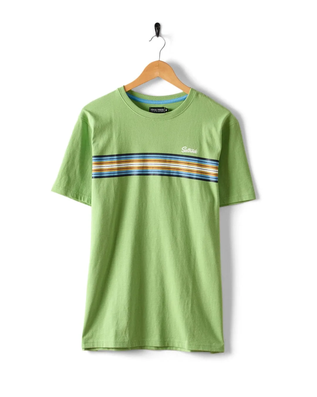 Casual Mode Weekend Comfort Wear Classic Stripe - Mens Short Sleeve T-Shirt - Green
