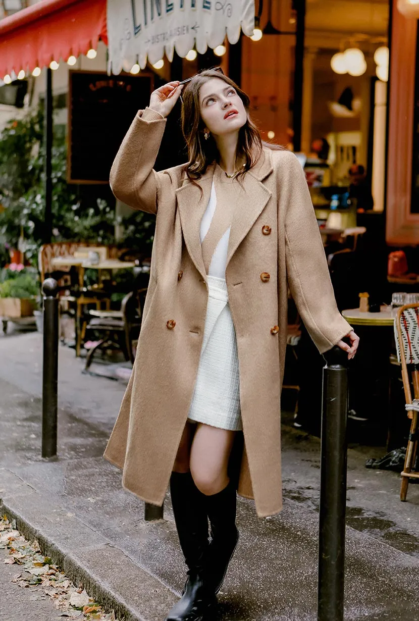 Harriet Double-Face Wool Coat - Camel Concealed Zippers Reinforced Hems