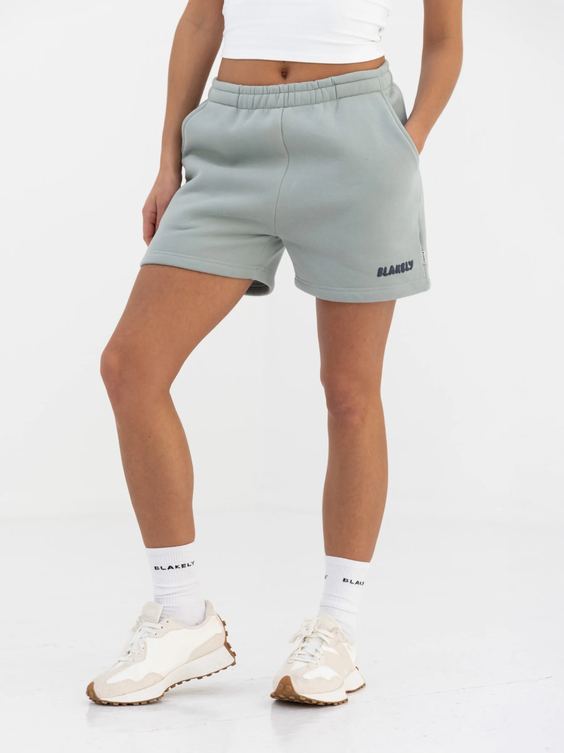 Sleek Design Bright Hues Cloud Print Jogger Shorts - Mineral Blue