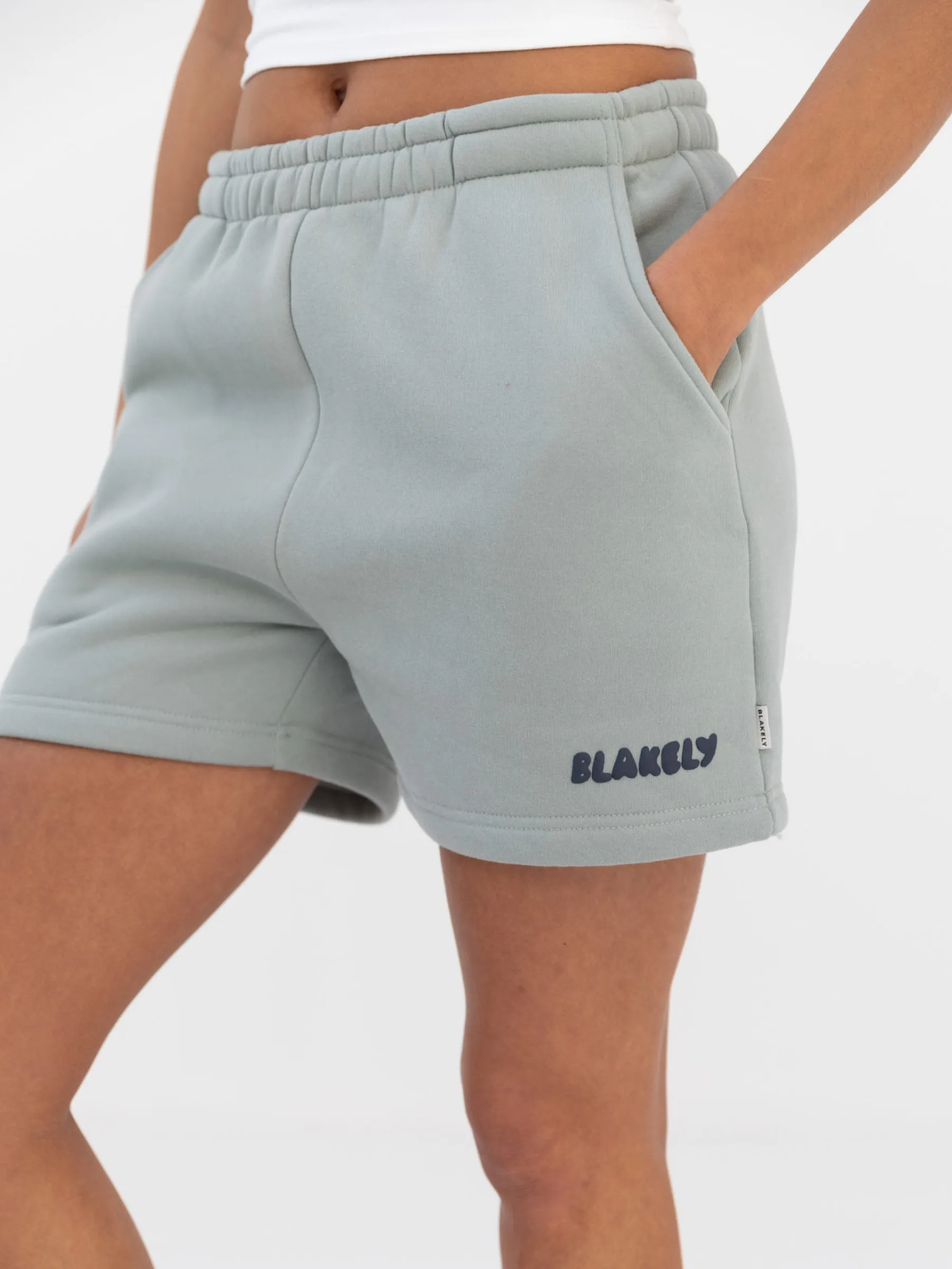 Double Layered Knees Low Bulk Construction Cloud Print Jogger Shorts - Mineral Blue