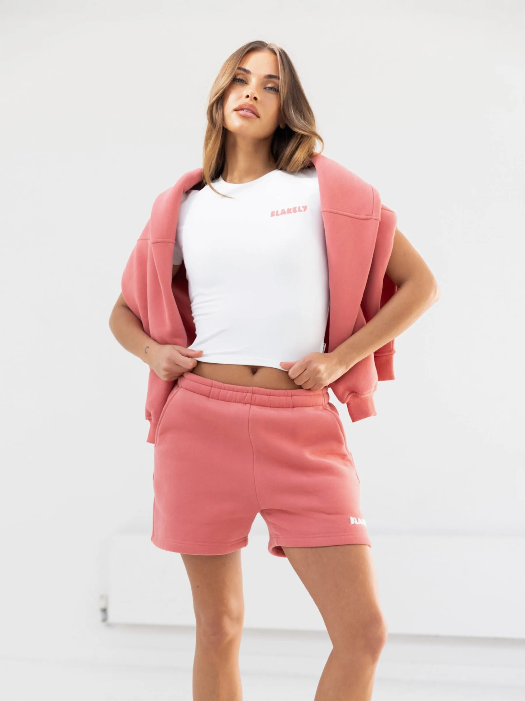 Soft Layers Cooling Mesh Lining Cloud Print Jogger Shorts - Sunrise Coral