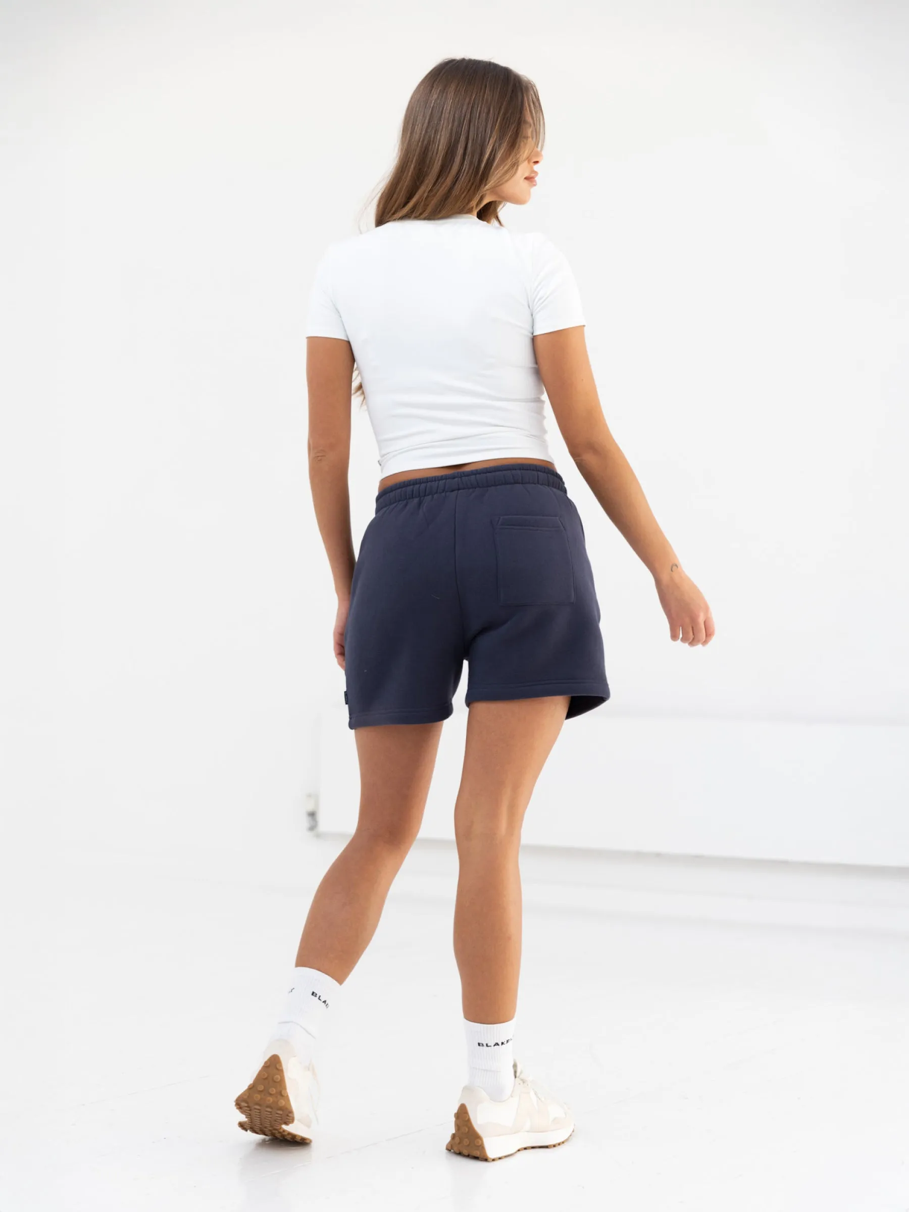 Static Resistant Fibers Comfy Look Cloud Print Jogger Shorts - True Navy