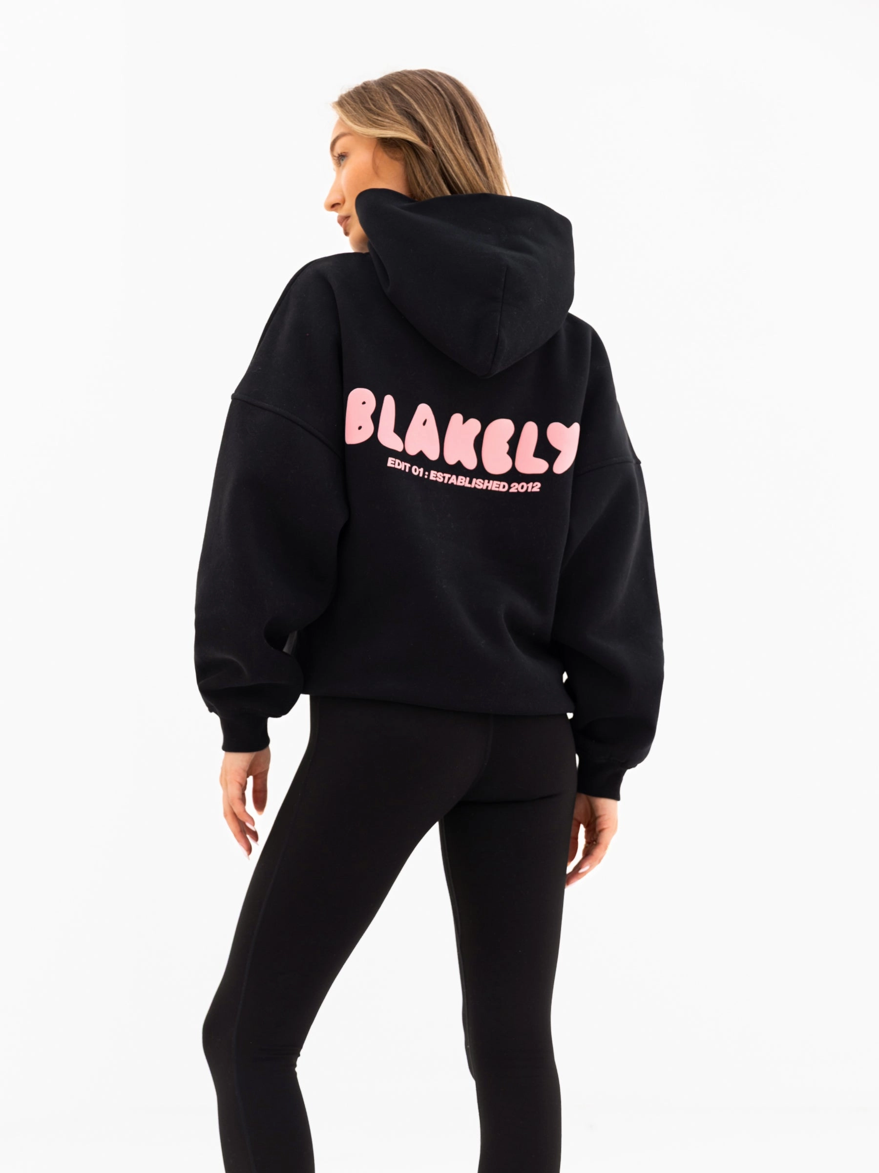 Cloud Print Oversized Hoodie - Black Minimalist Lifestyle