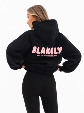 Daily Apparel Gym Wear Cloud Print Oversized Hoodie - Black