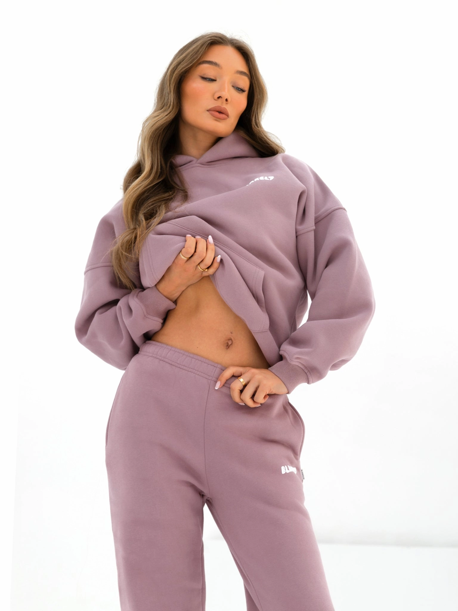 Daily Style Bear like Cloud Print Oversized Hoodie - Dusty Pink