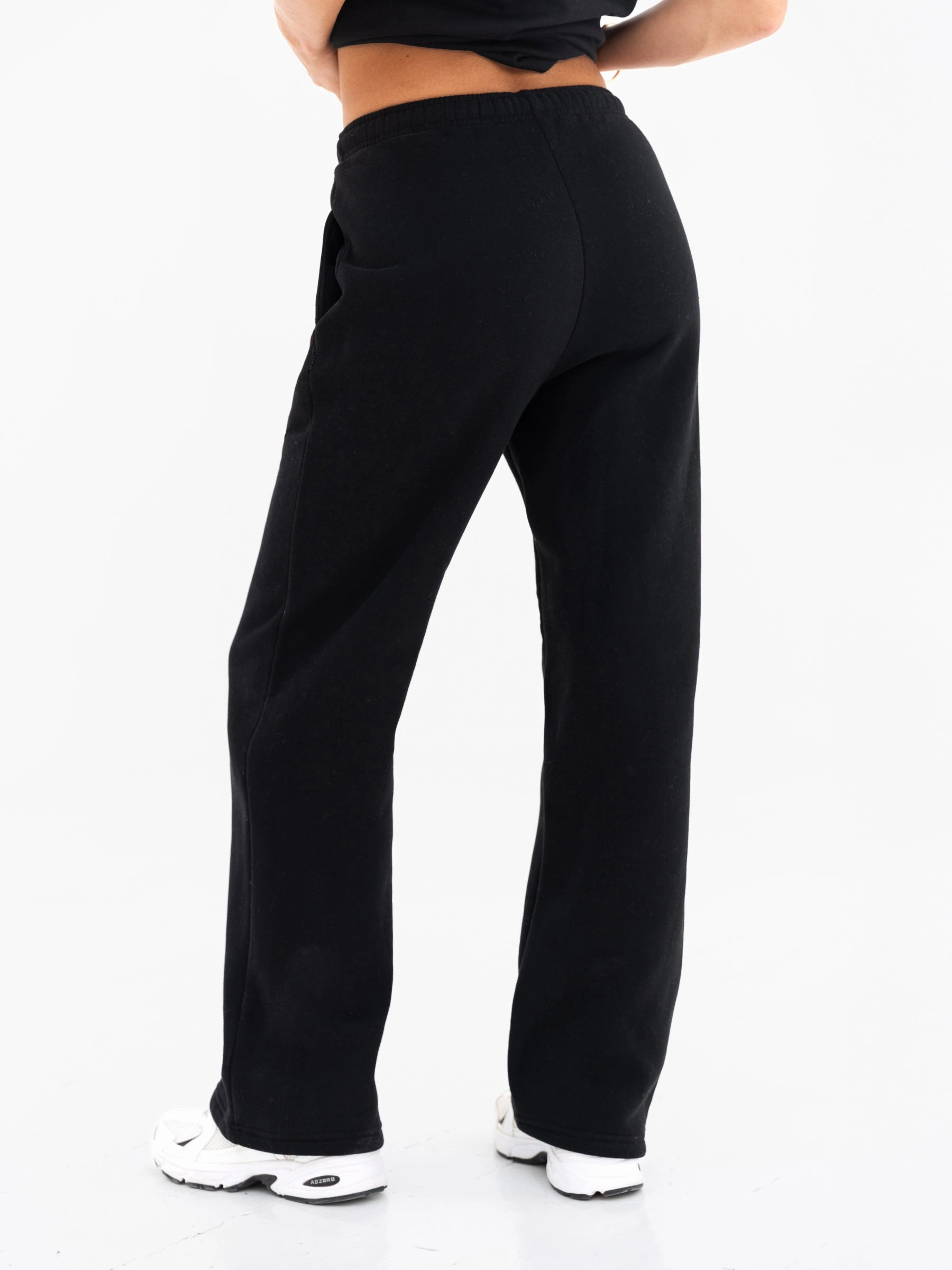 Vintage Wash Cloud Print Wide Leg Sweatpants - Black