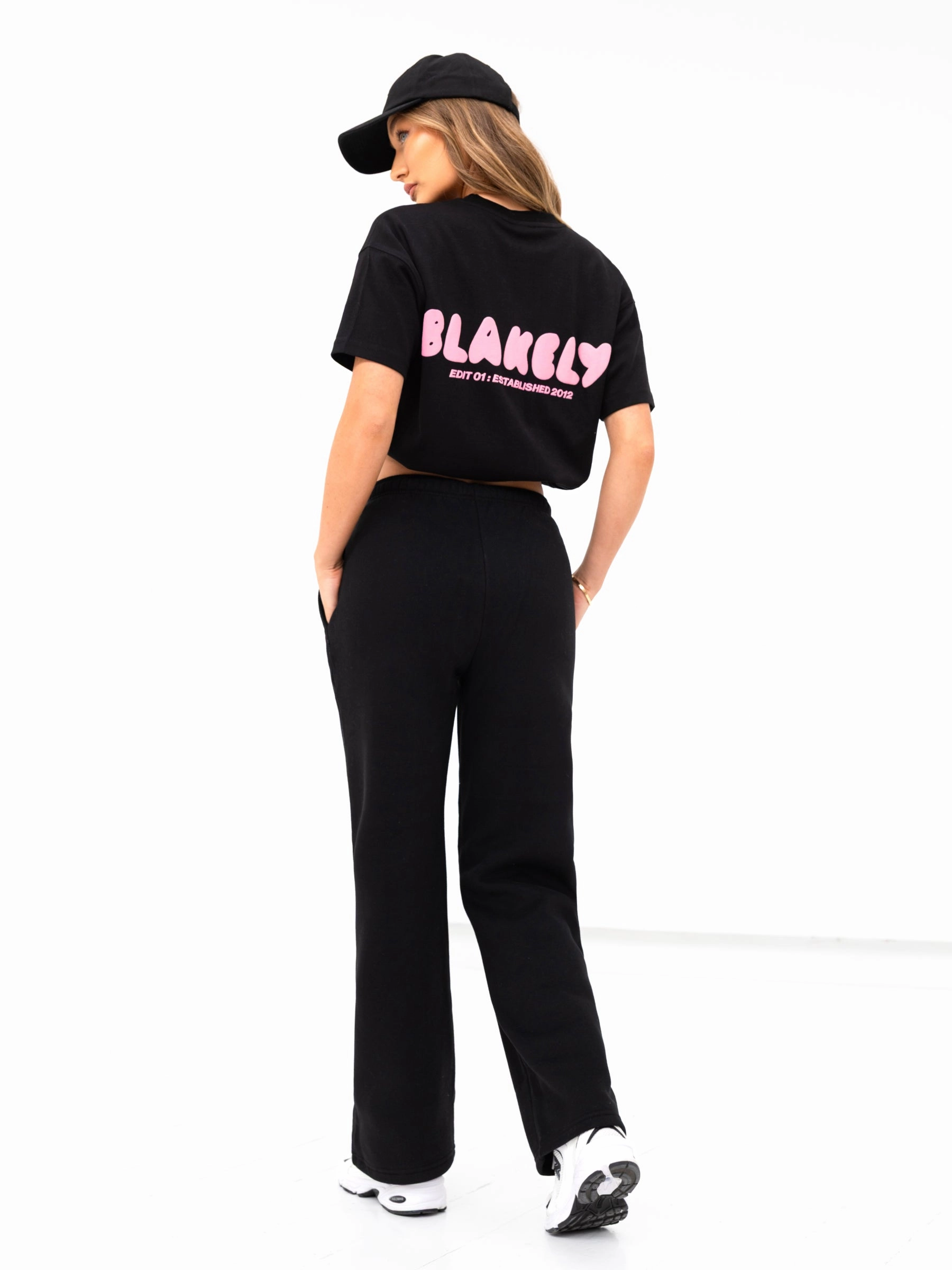 Cloud Print Wide Leg Sweatpants - Black Comfort Layer Wear