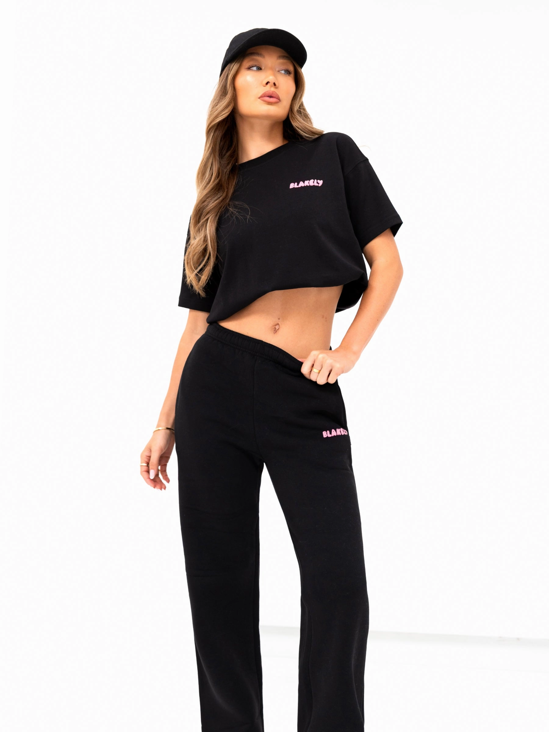 Cloud Print Wide Leg Sweatpants - Black Low Bulk windproof