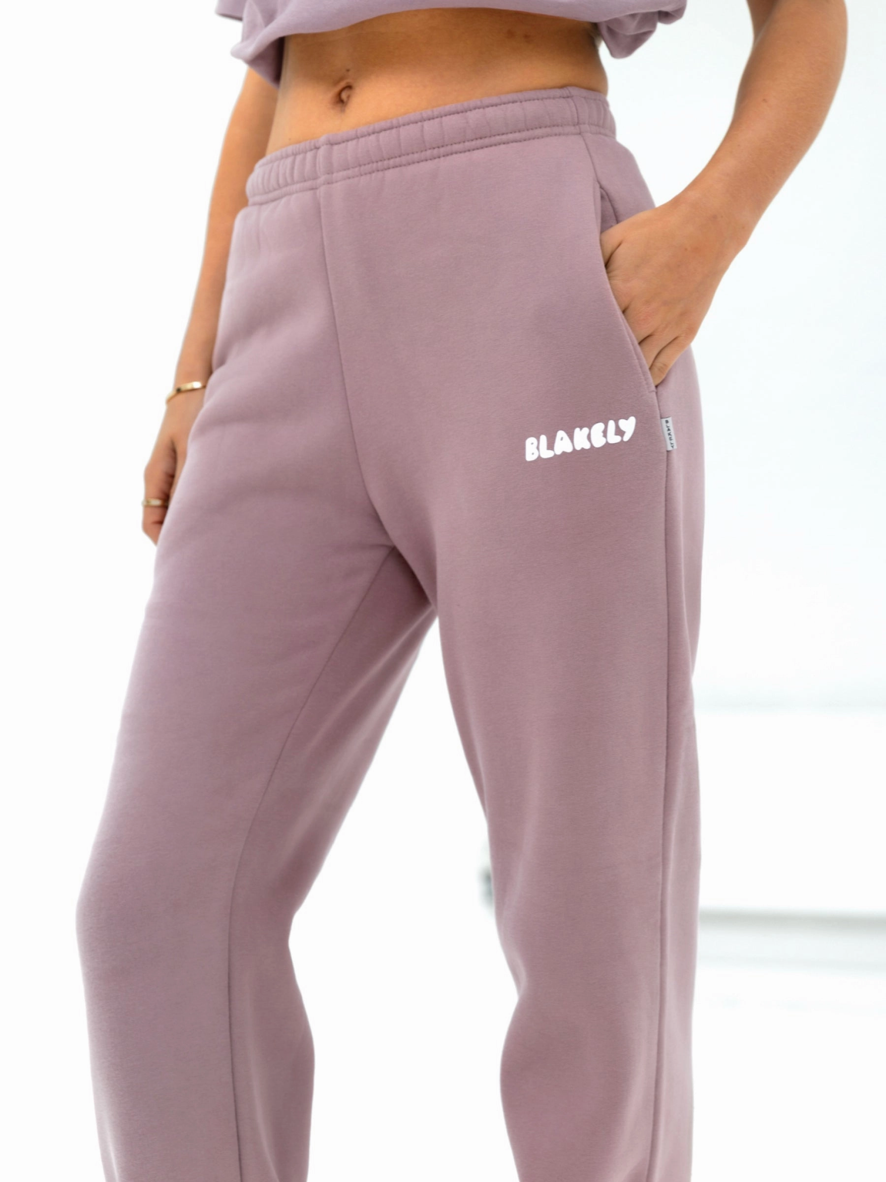 Agile Fit Cloud Print Wide Leg Sweatpants - Dusty Pink