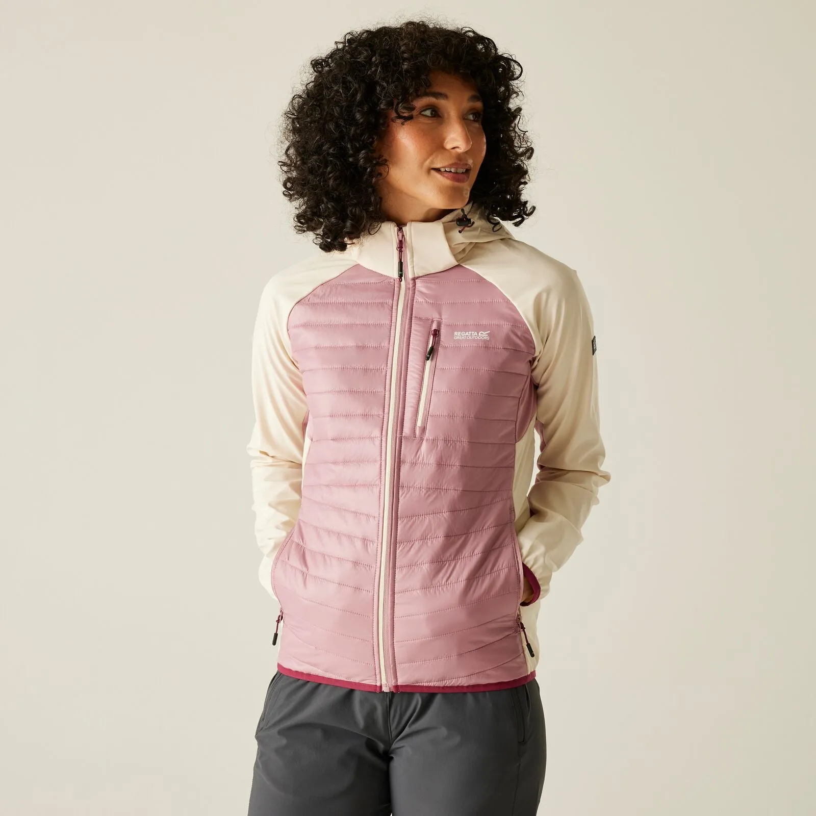 Regatta Womens Pro Hybrid II Padded Jacket Kangaroo Pocket Hooded Attachment