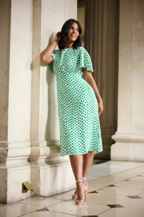 Velvet-Touch Lawn Soft Green & White Polka Dot Niko Dress