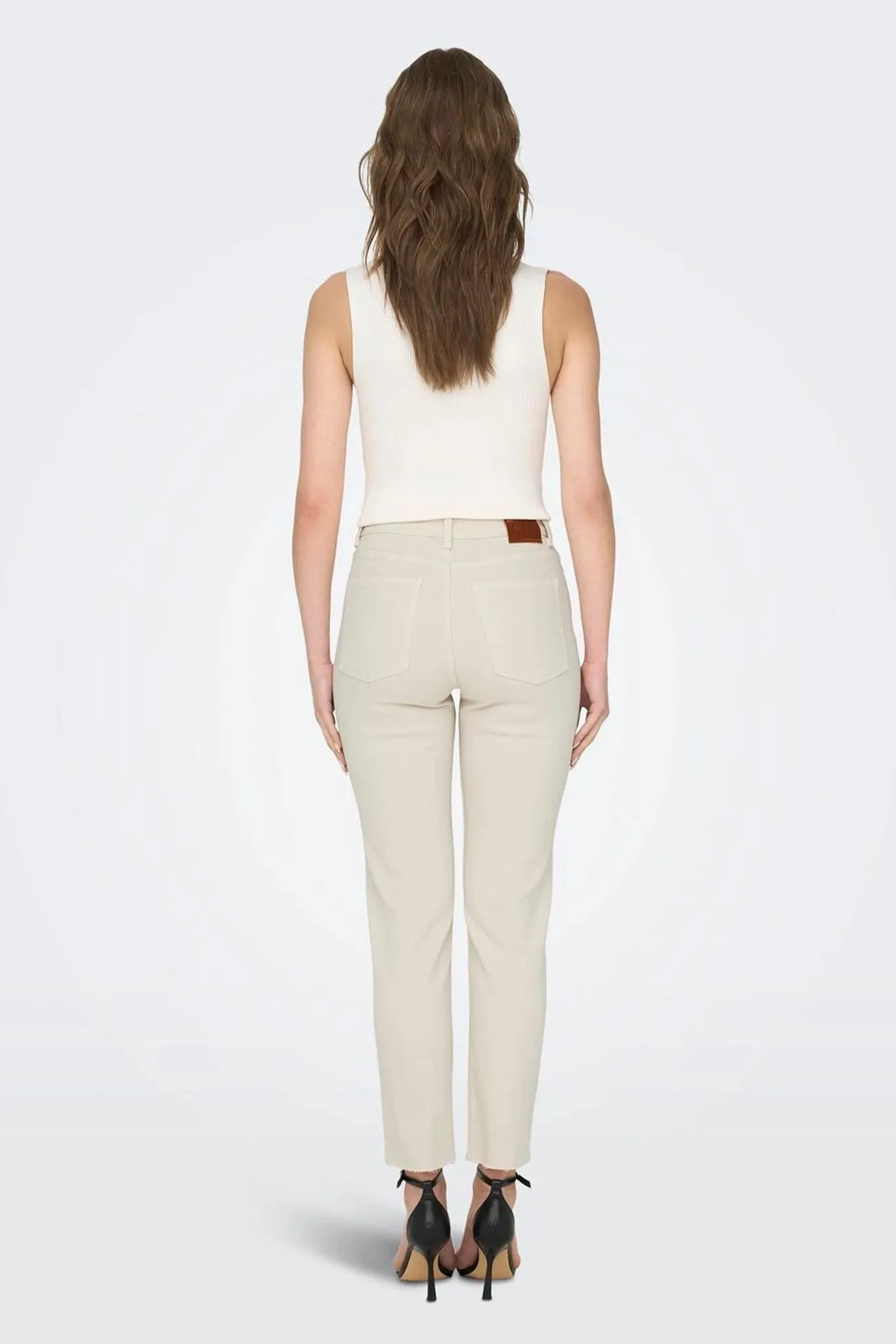 Anti Slip Waistband All-Purpose Wear Emily Cream High Waisted Jeans