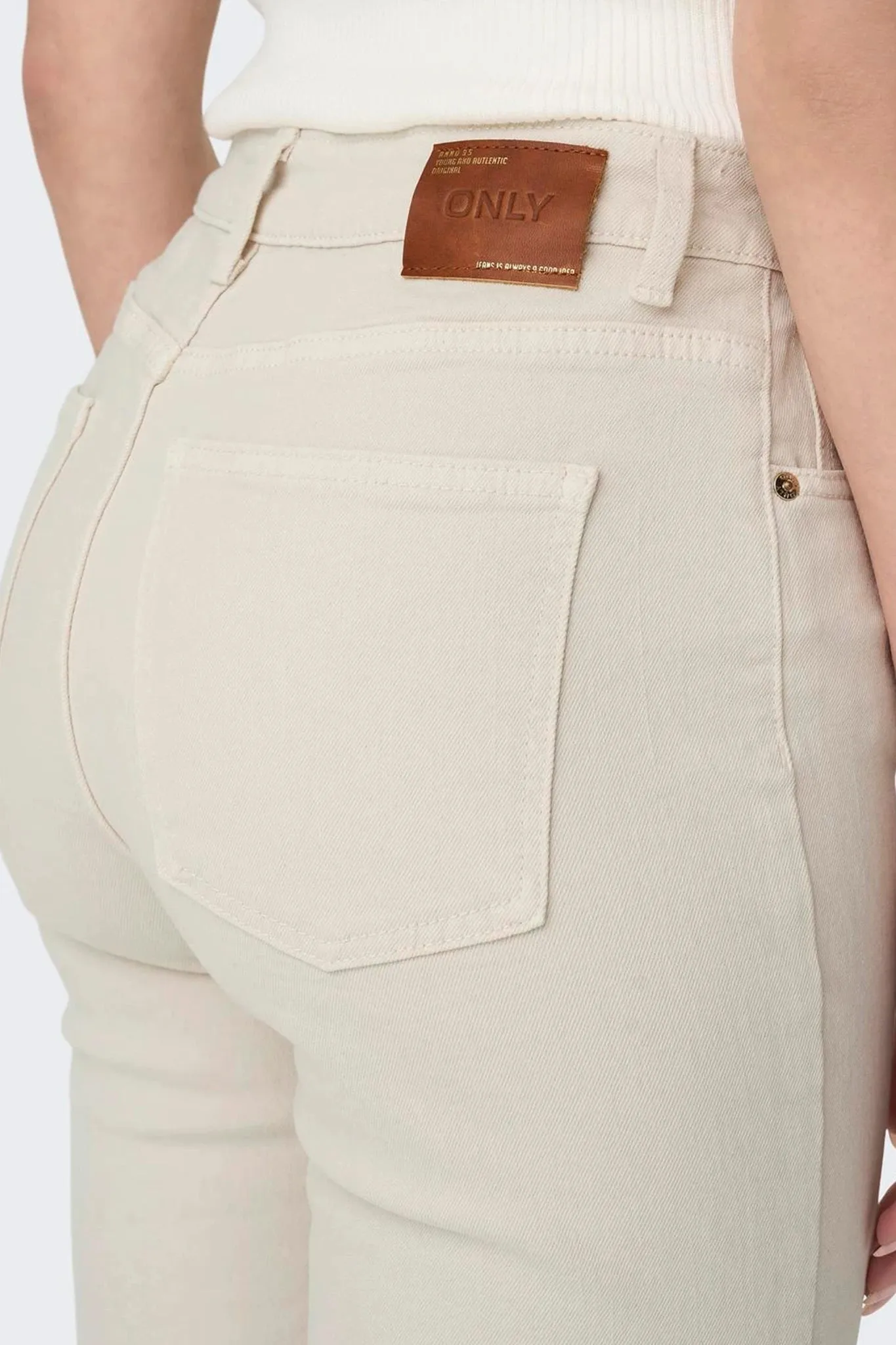 Multi Use Mesh Comfort Emily Cream High Waisted Jeans