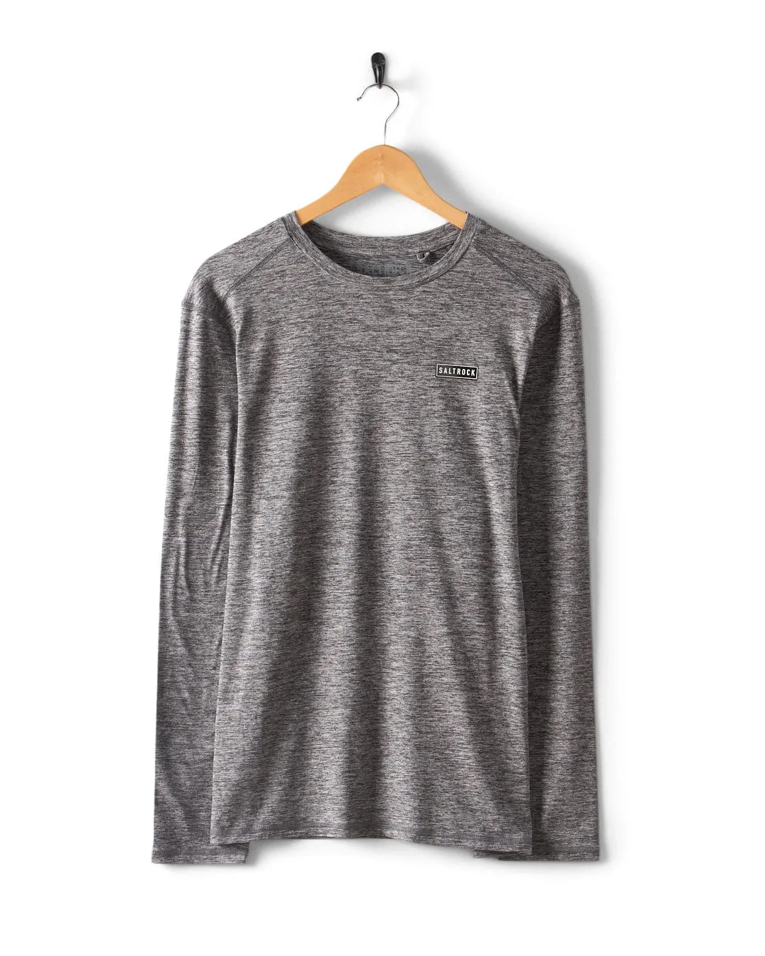 Aestus - Mens UPF 50  Hybrid Long Sleeve Tee - Dark Grey Trendy Comfort Fit