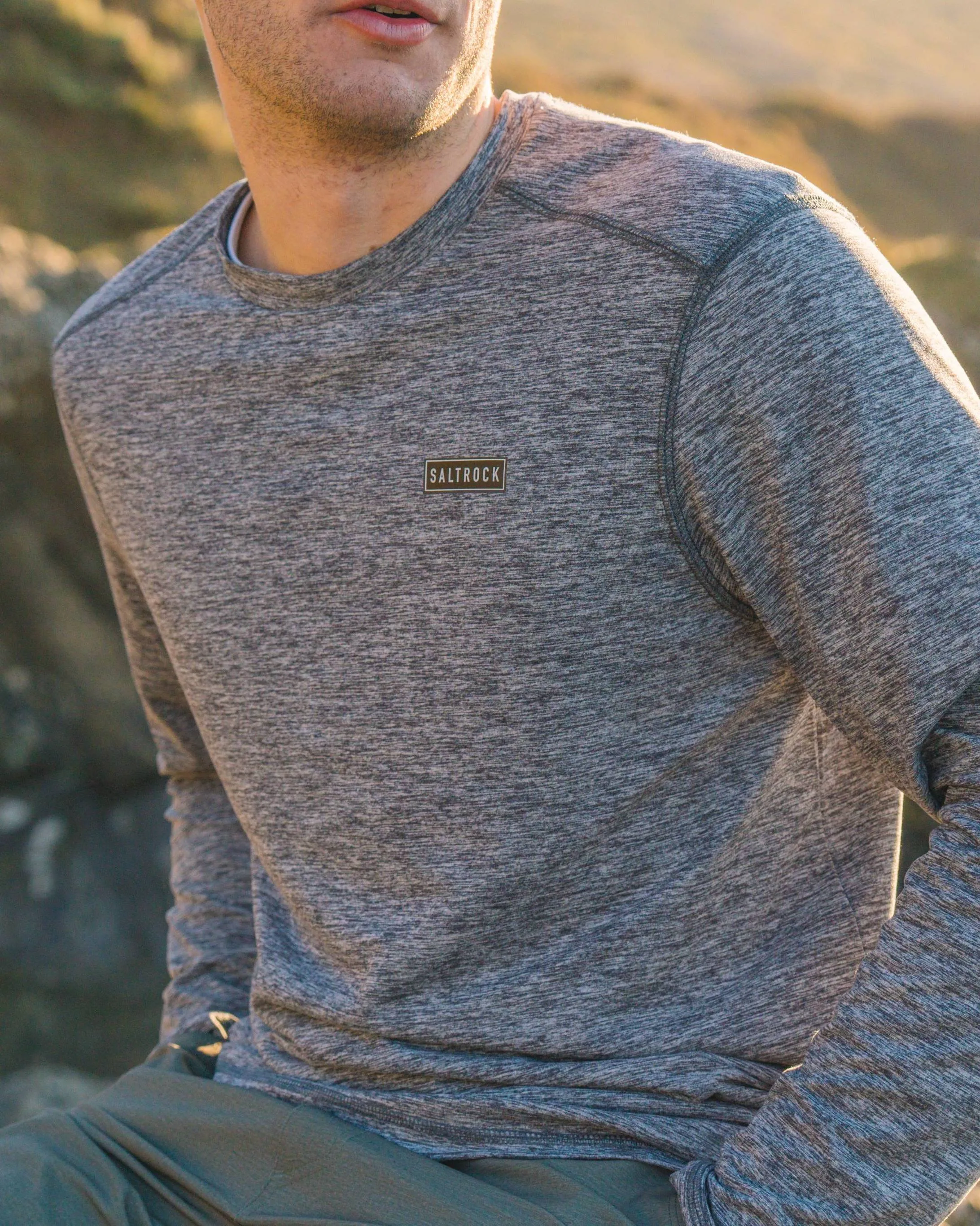 Aestus - Mens UPF 50  Hybrid Long Sleeve Tee - Dark Grey UV Protection