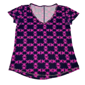 Wedding Cool Fit Top Ss Designer By Lilly Pulitzer In Blue & Purple, Size:L