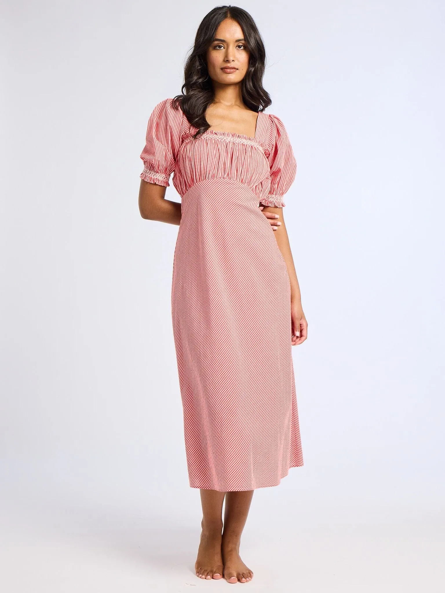 Minimalist Fit Nicolette Dress in Red Gingham