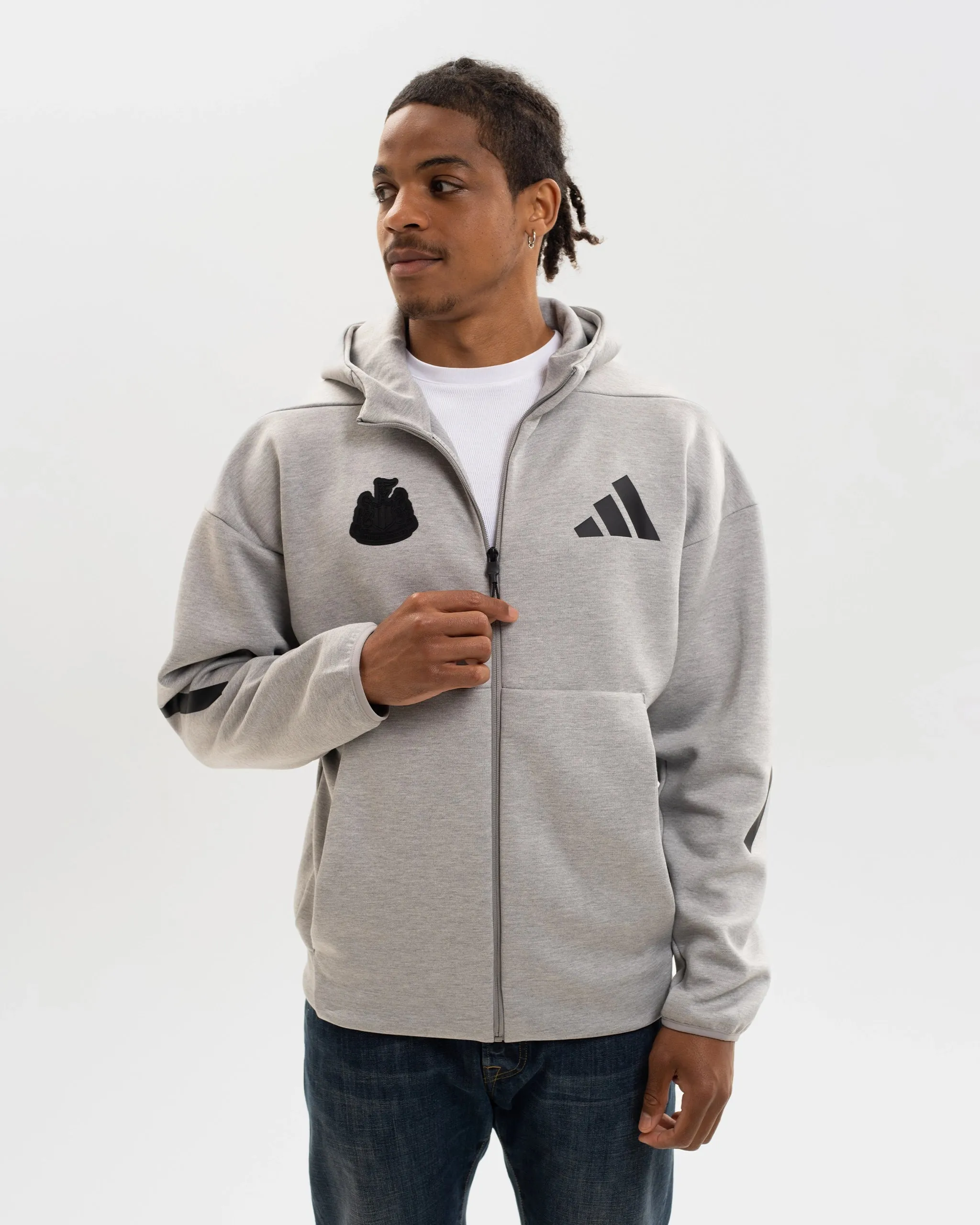 Cozy and Versatile Newcastle United adidas Men's Z.N.E. Grey Full Zip Hoodie