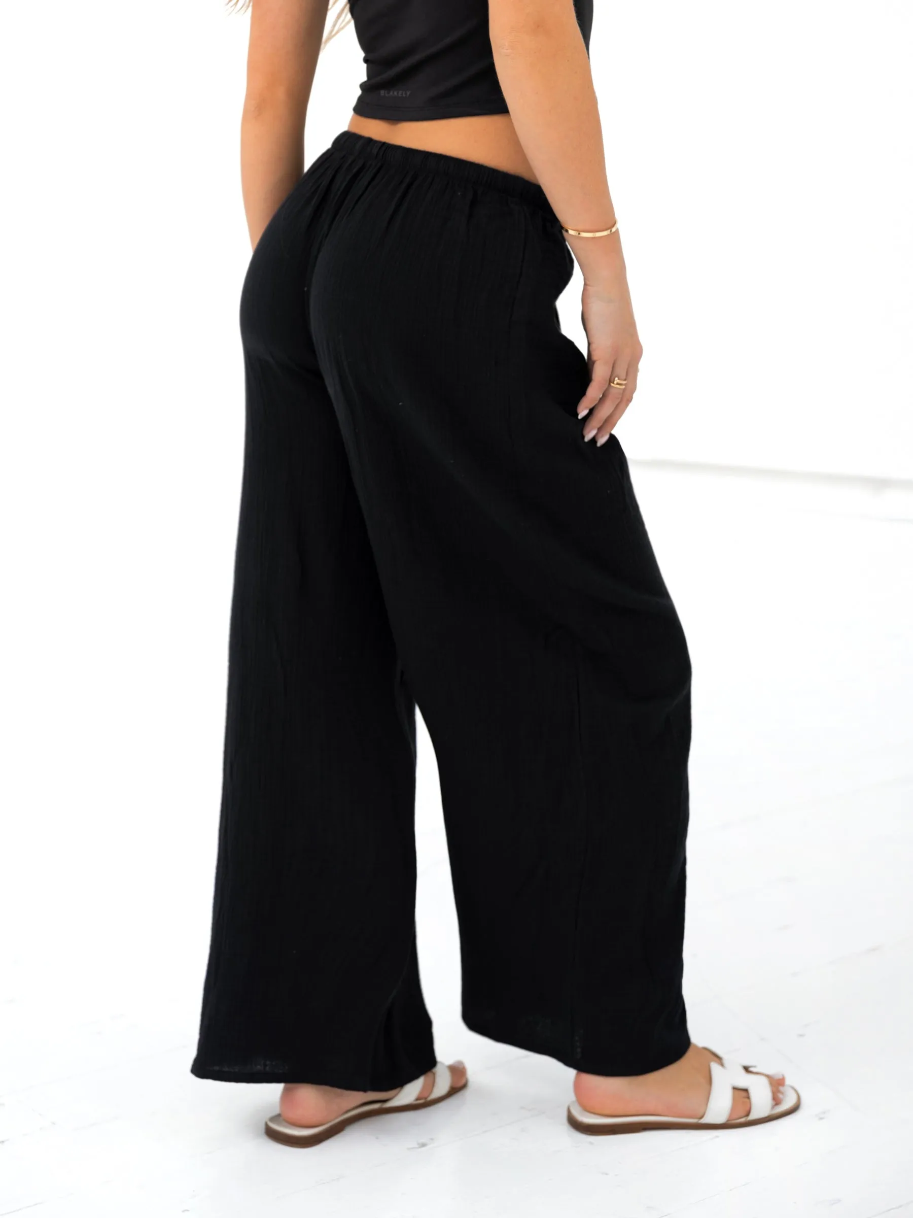 Mila Wide Leg Trousers - Black Comfy Choice