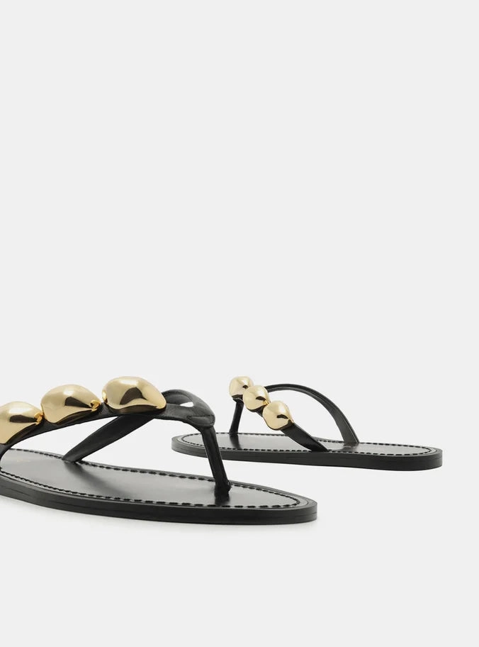 Bead Touch Non-Slip Design Sunny Leather Flat