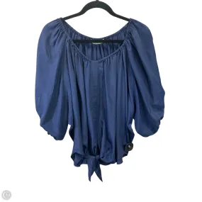 Layering Comfort Wear Smooth Flatlock Stitching Top Short Sleeve Designer By Ramy Brook In Navy, Size: S