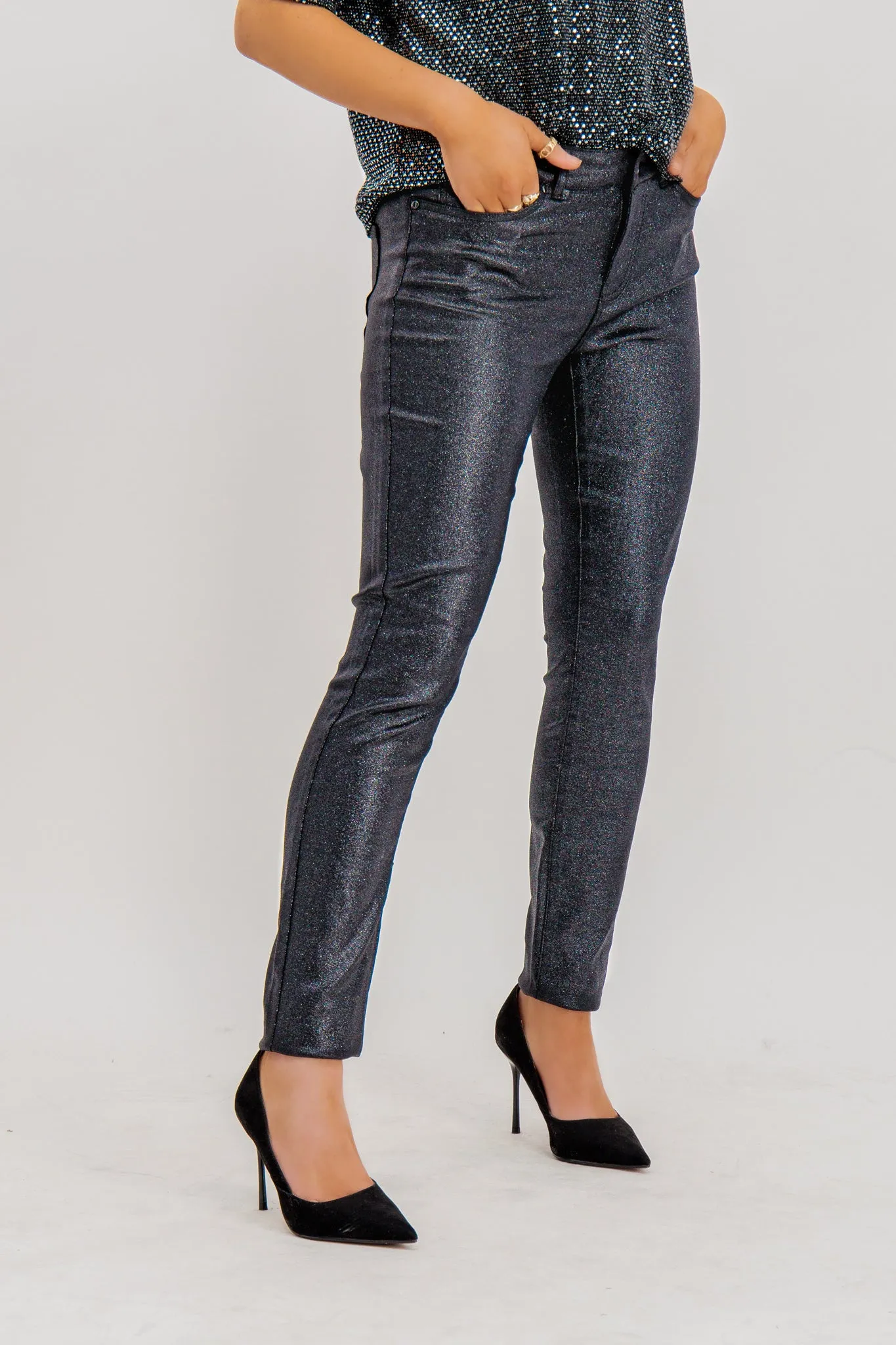 Stay Cool Glitter Black Sevens Slim Pants