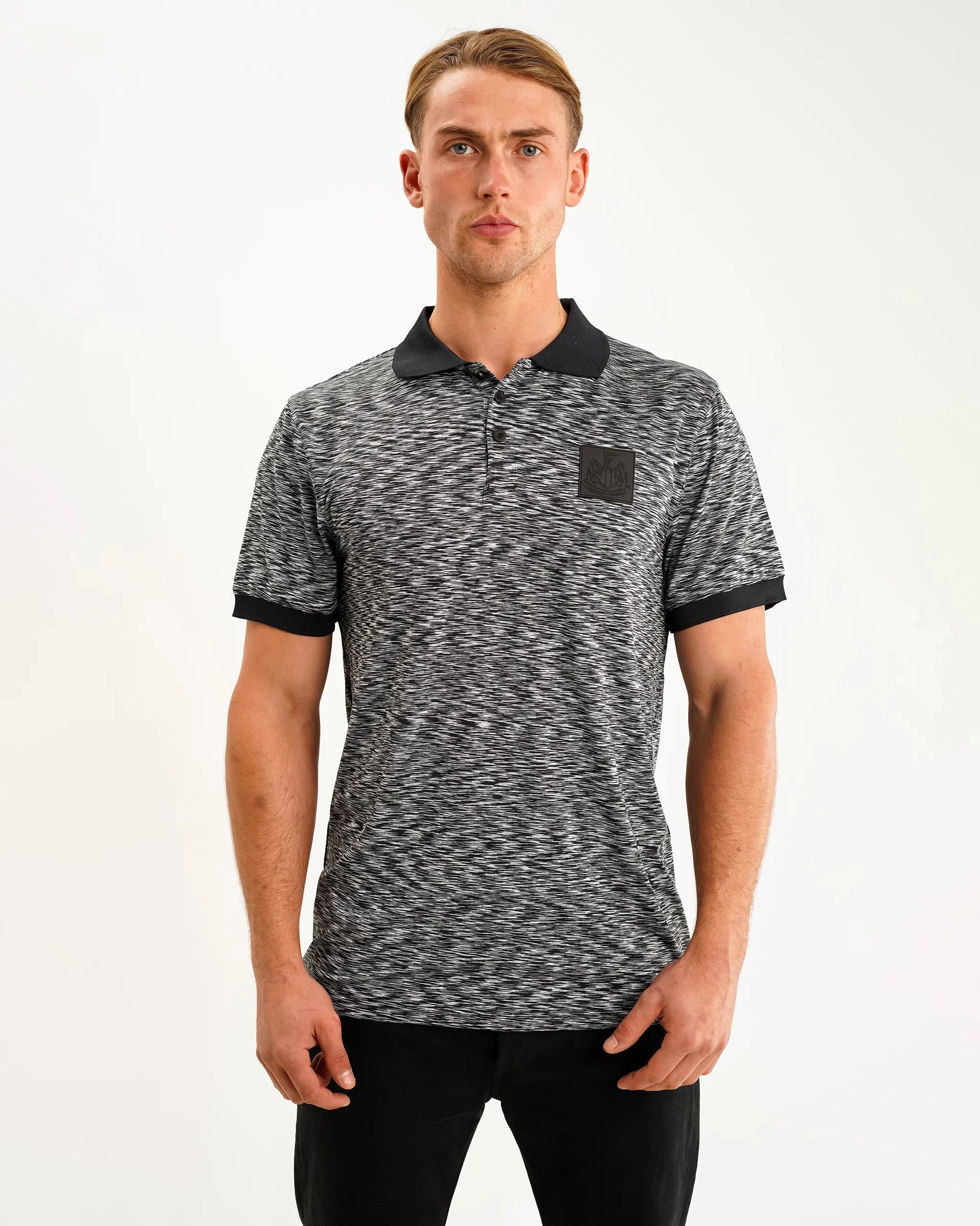 Newcastle United Men's Black Spacedye Polo Shirt Chill Mode Trendy Layer
