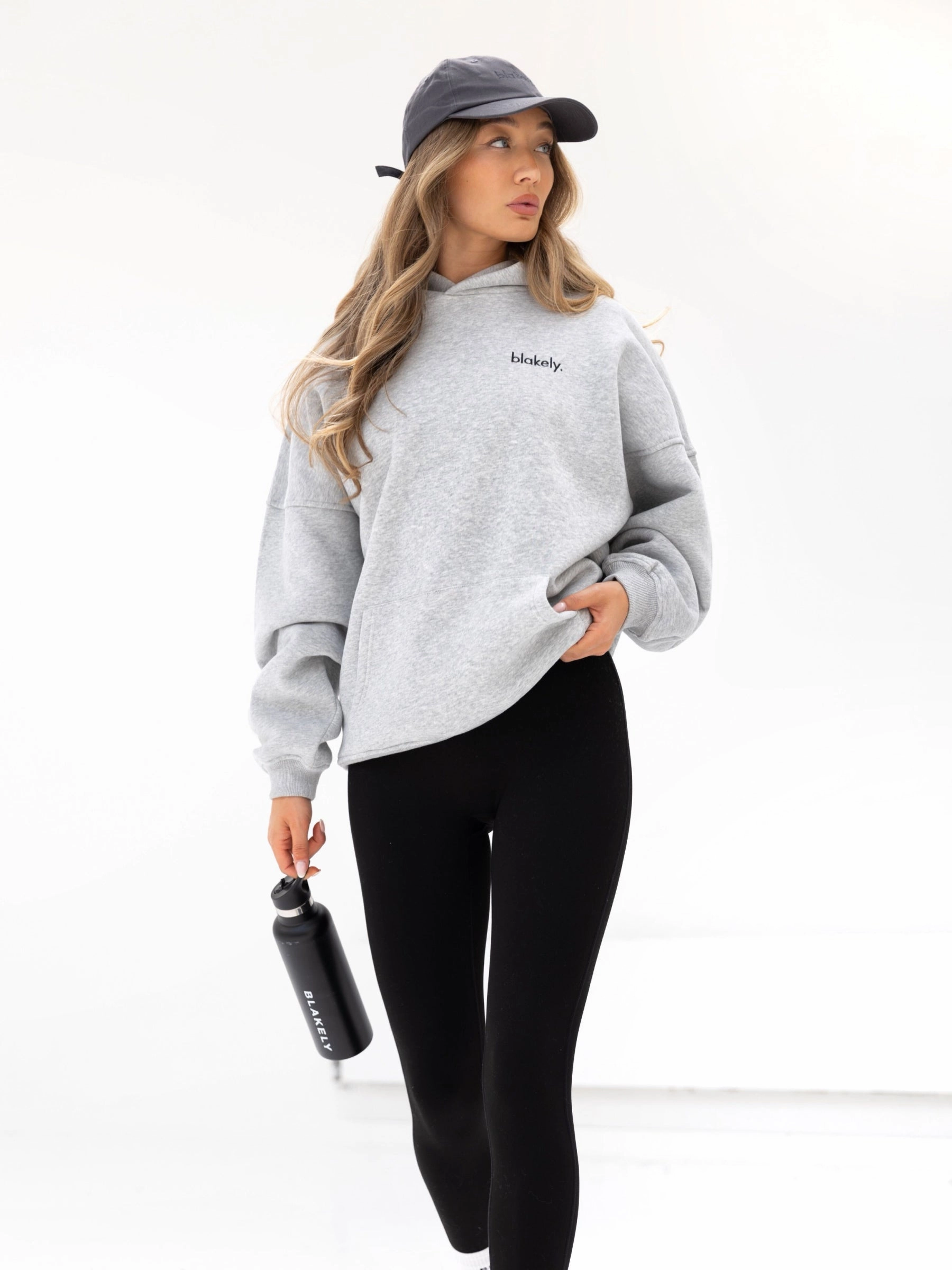Adjustable Cuffs Sami Oversized Hoodie - Marl Grey