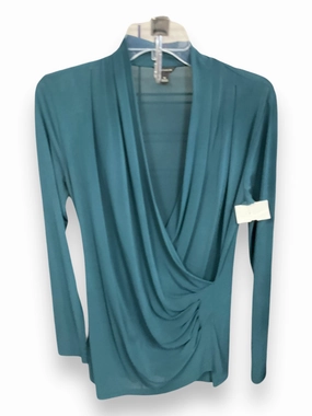 Self Fabric Tie Closure MultiFunctionalPockets Top Long Sleeve By Ann Taylor In Green, Size: M