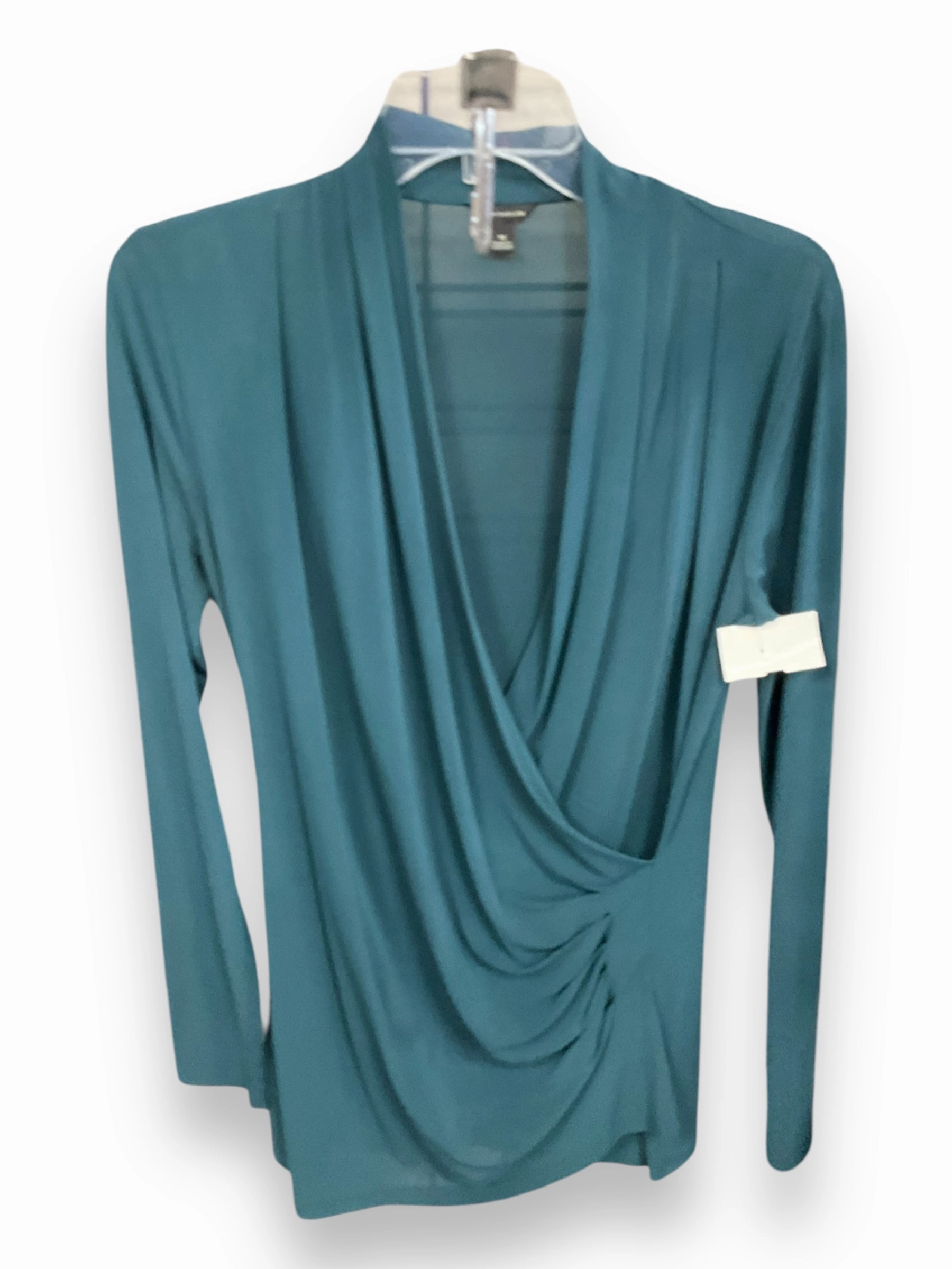 Self Fabric Tie Closure MultiFunctionalPockets Top Long Sleeve By Ann Taylor In Green, Size: M