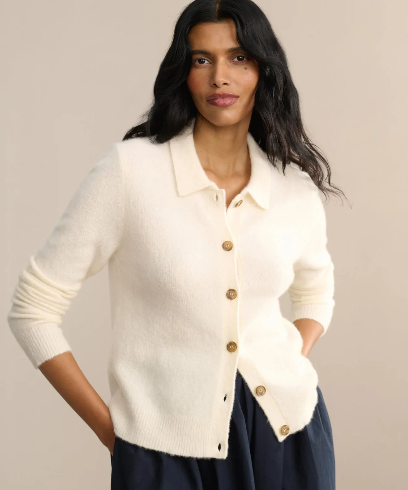 casual knitwear Micro Gauge Knitting Murphy Cardigan
