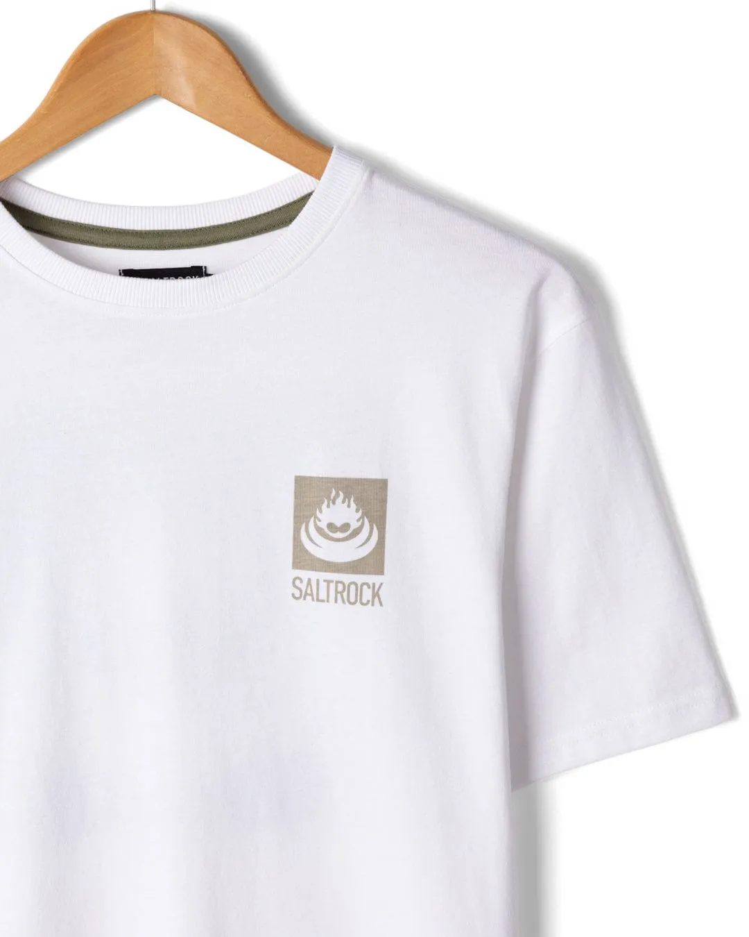 Fuzz Free Surface Camo Leaf Flame - Mens Short Sleeve T-Shirt - White