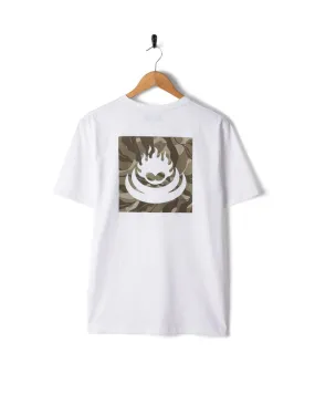 Timeless Top Light Casual Wear Camo Leaf Flame - Mens Short Sleeve T-Shirt - White