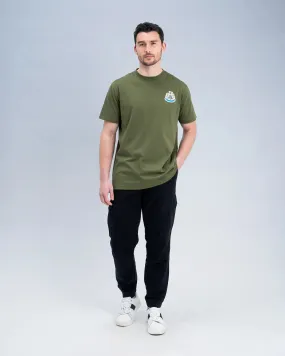 Newcastle United Men's Khaki Terrace Crest T-Shirt Soft Lining Soft and Flexible