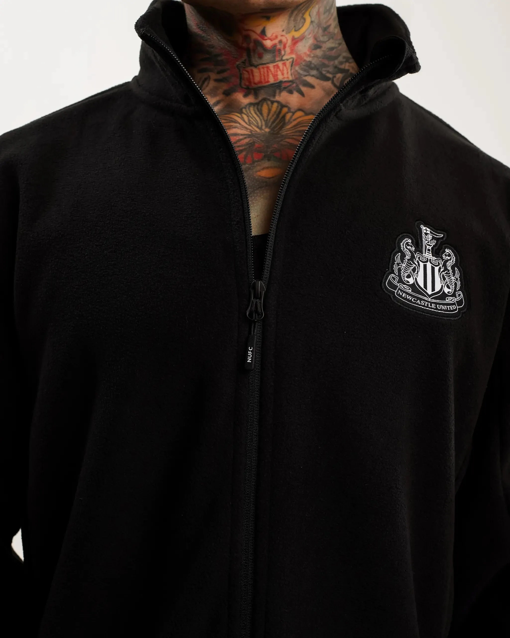 Plaid Design Daily Commute Wear Newcastle United Men's Black Full Zip Fleece