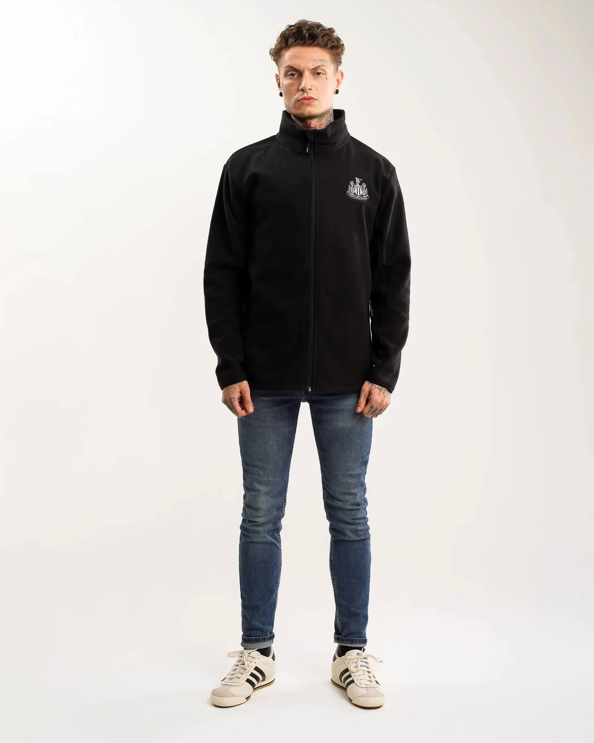Water Repellent Finish Glow In Dark Accents Newcastle United Men's Black Full Zip Fleece