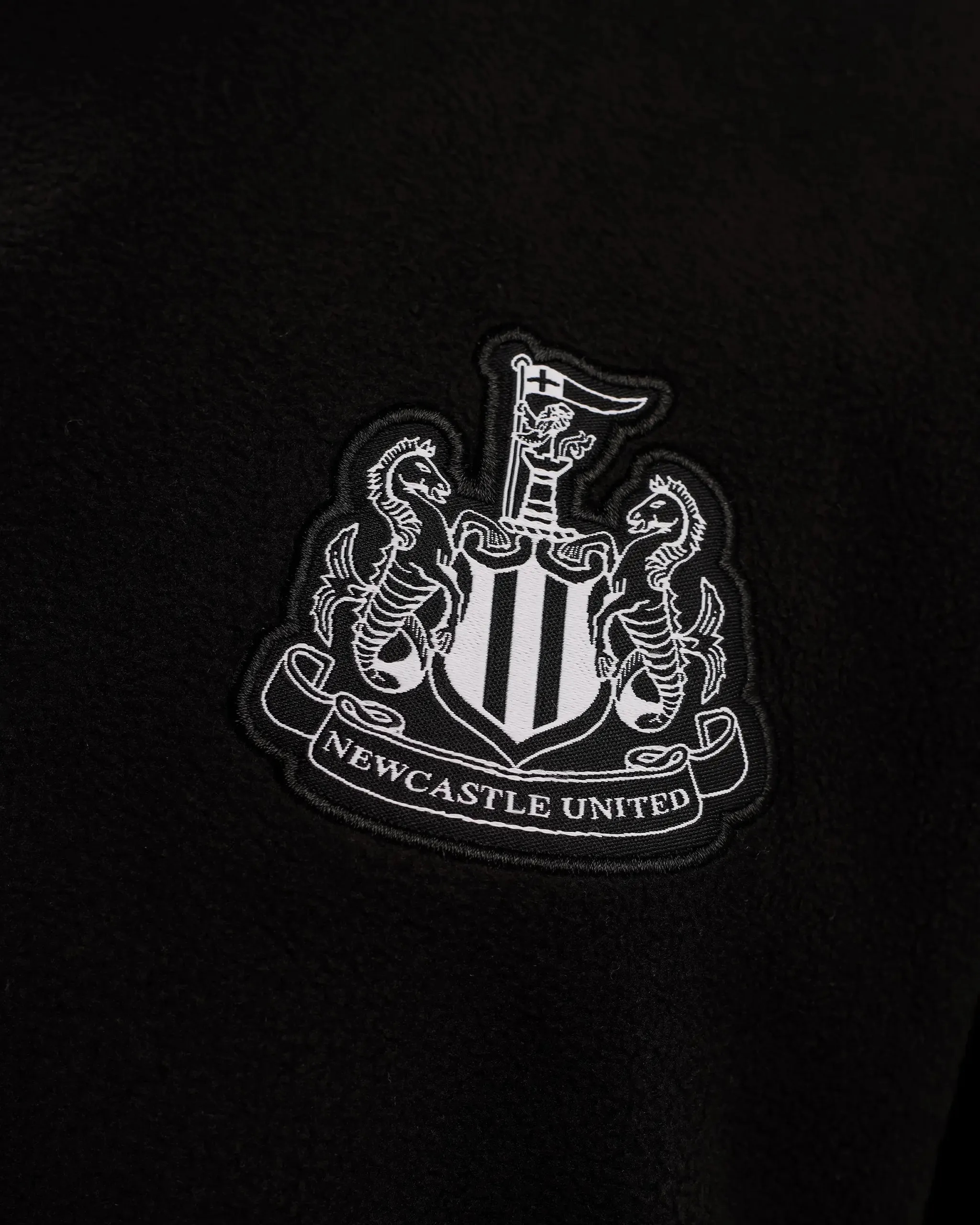 Newcastle United Men's Black Full Zip Fleece Double Layered Fabric