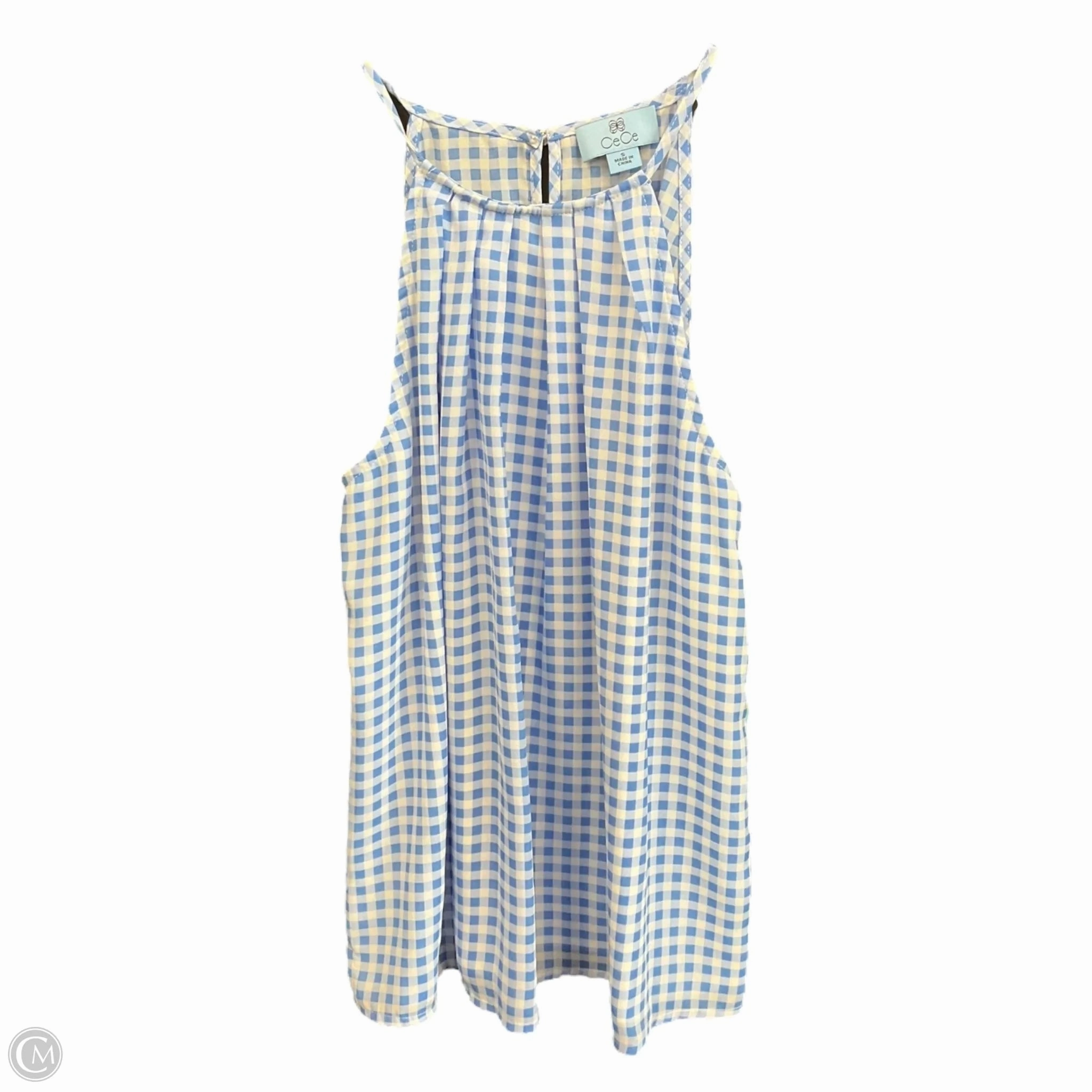 FullCut Shoulder Ethically Sourced Material Top Sleeveless By Cece In Plaid Pattern, Size: S