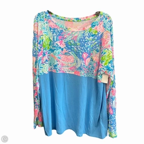 Temperature Control Fabric OdorControl Top Long Sleeve Designer By Lilly Pulitzer In Blue & Pink, Size: Xl