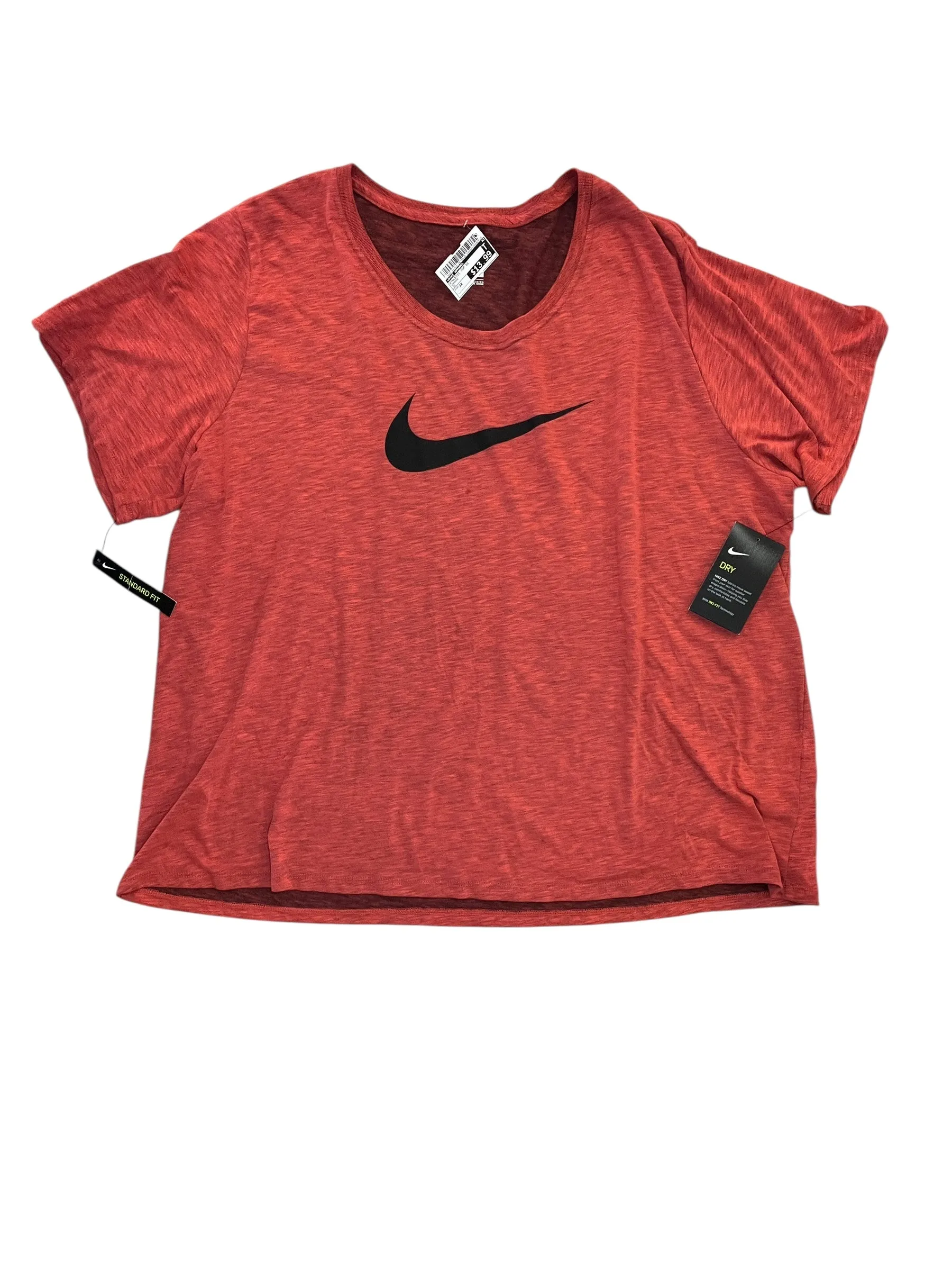 Contrast Stitch Accent Comfy Layer Athletic Top Ss By Nike Apparel In Orange, Size:3X