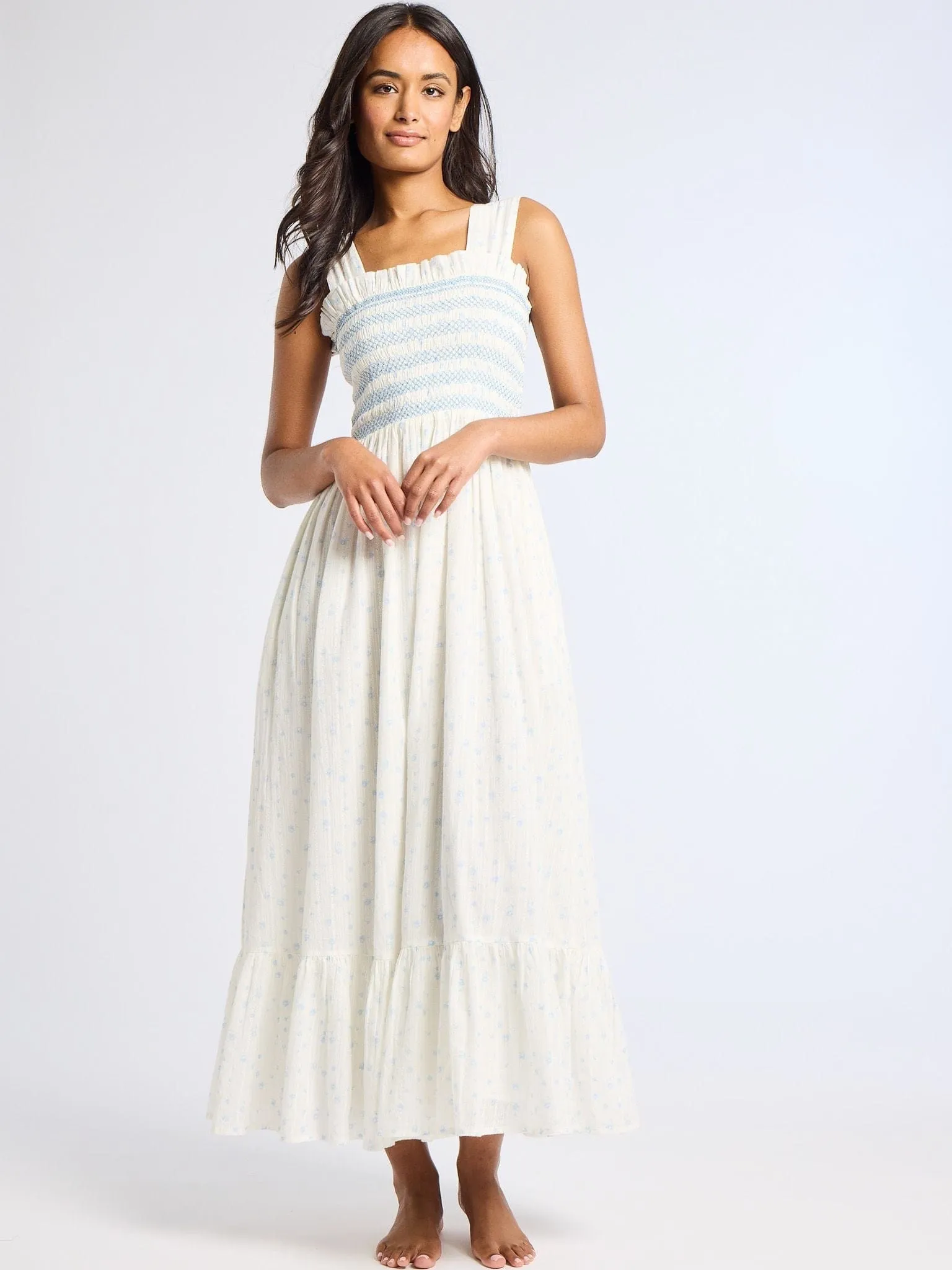 Garden Dress in Blue Flora Relaxed and Elegant Elegant Piece