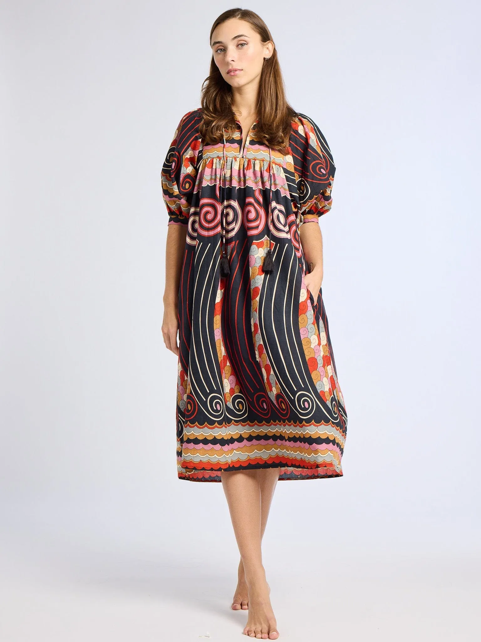 Saffron Dress in Maar Print Fall Fashion Professional Look