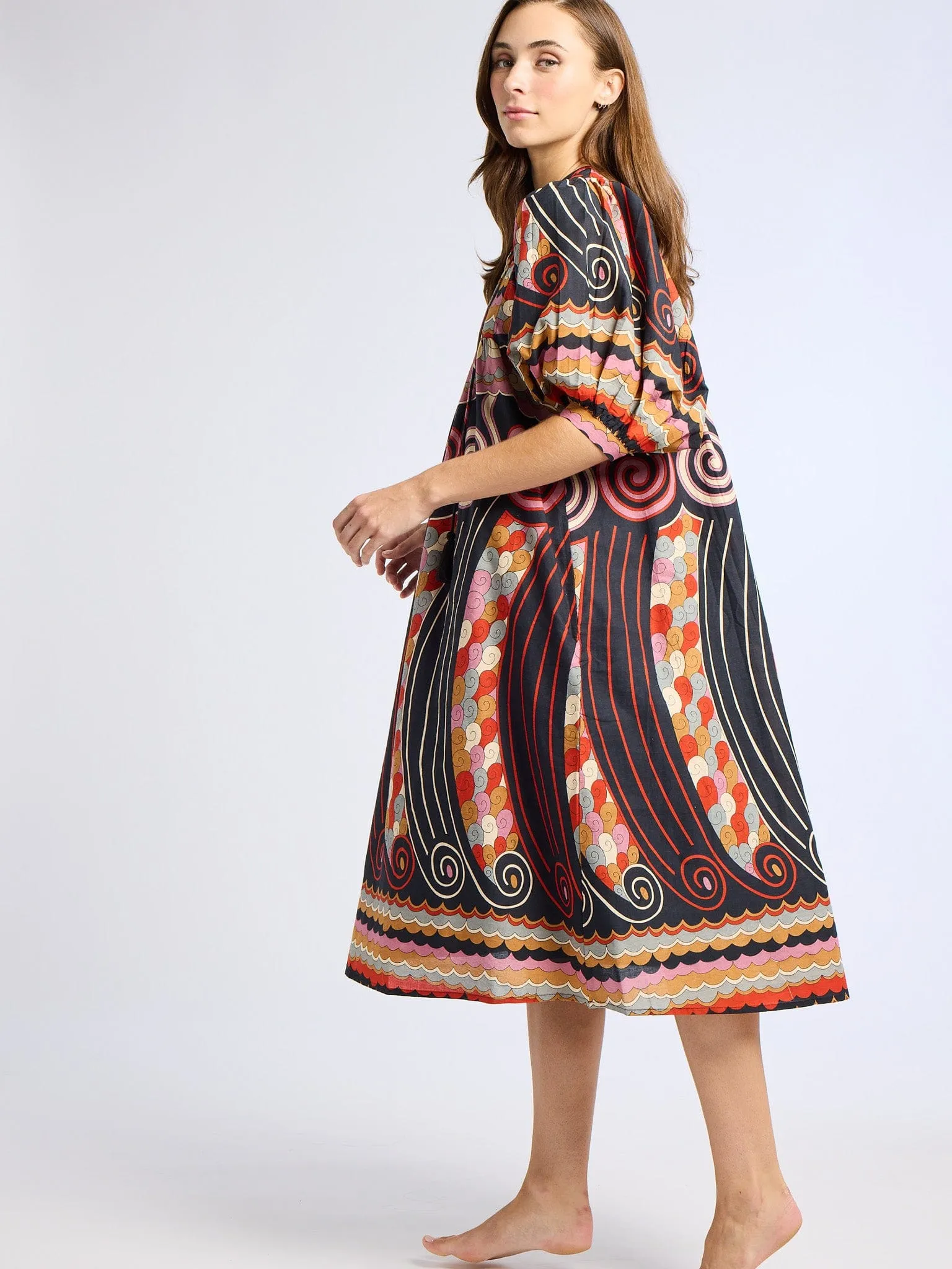 Saffron Dress in Maar Print All-Day Comfort Wear