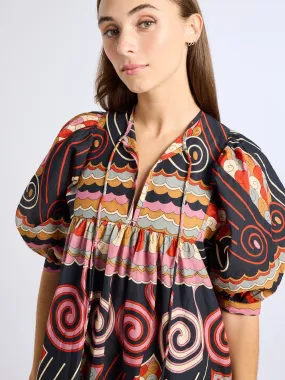 Saffron Dress in Maar Print Natural Layers Timeless Shape