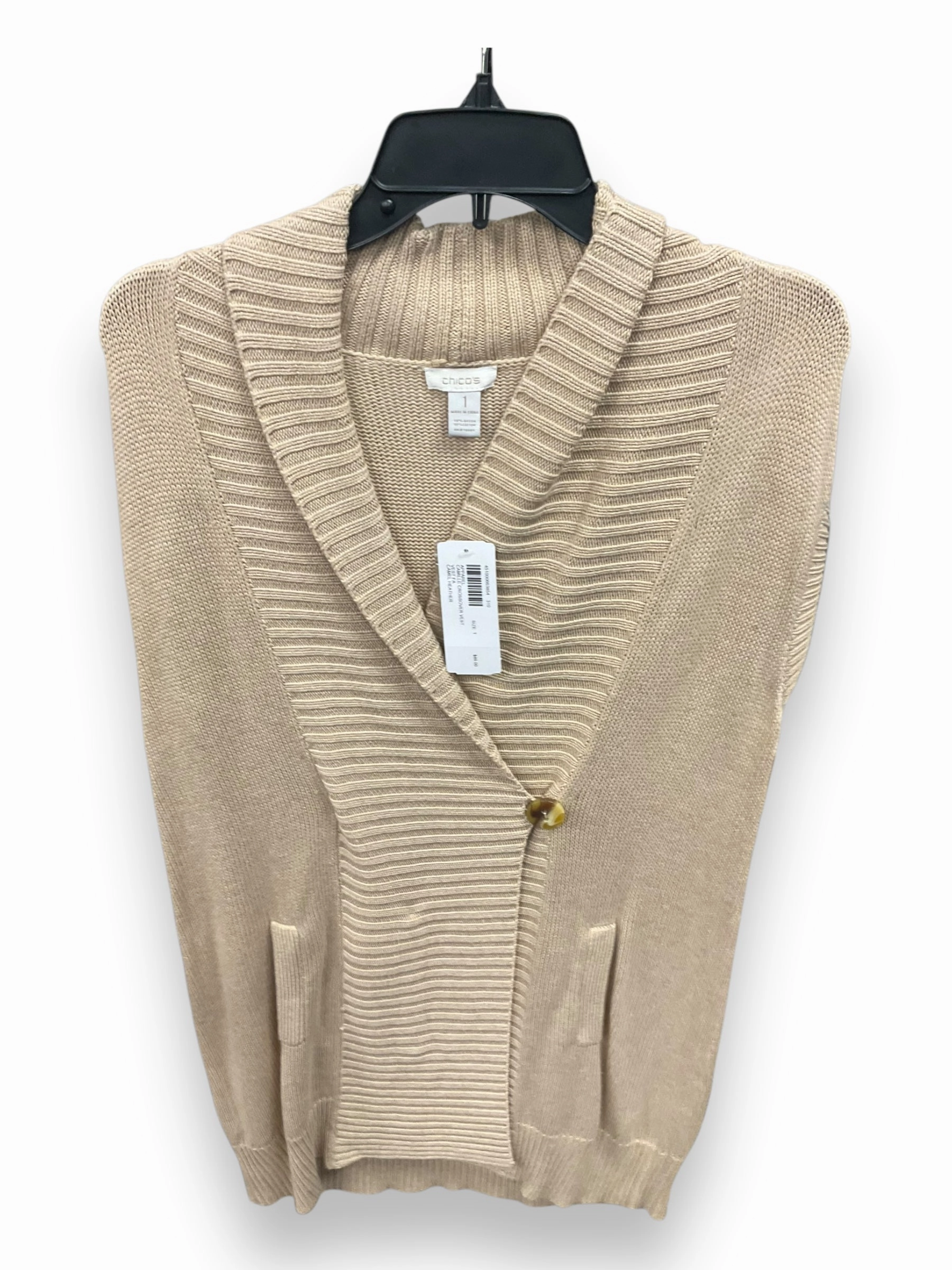 FlexibleRibbedTrims QuickDrying Cardigan By Chicos In Tan, Size: M