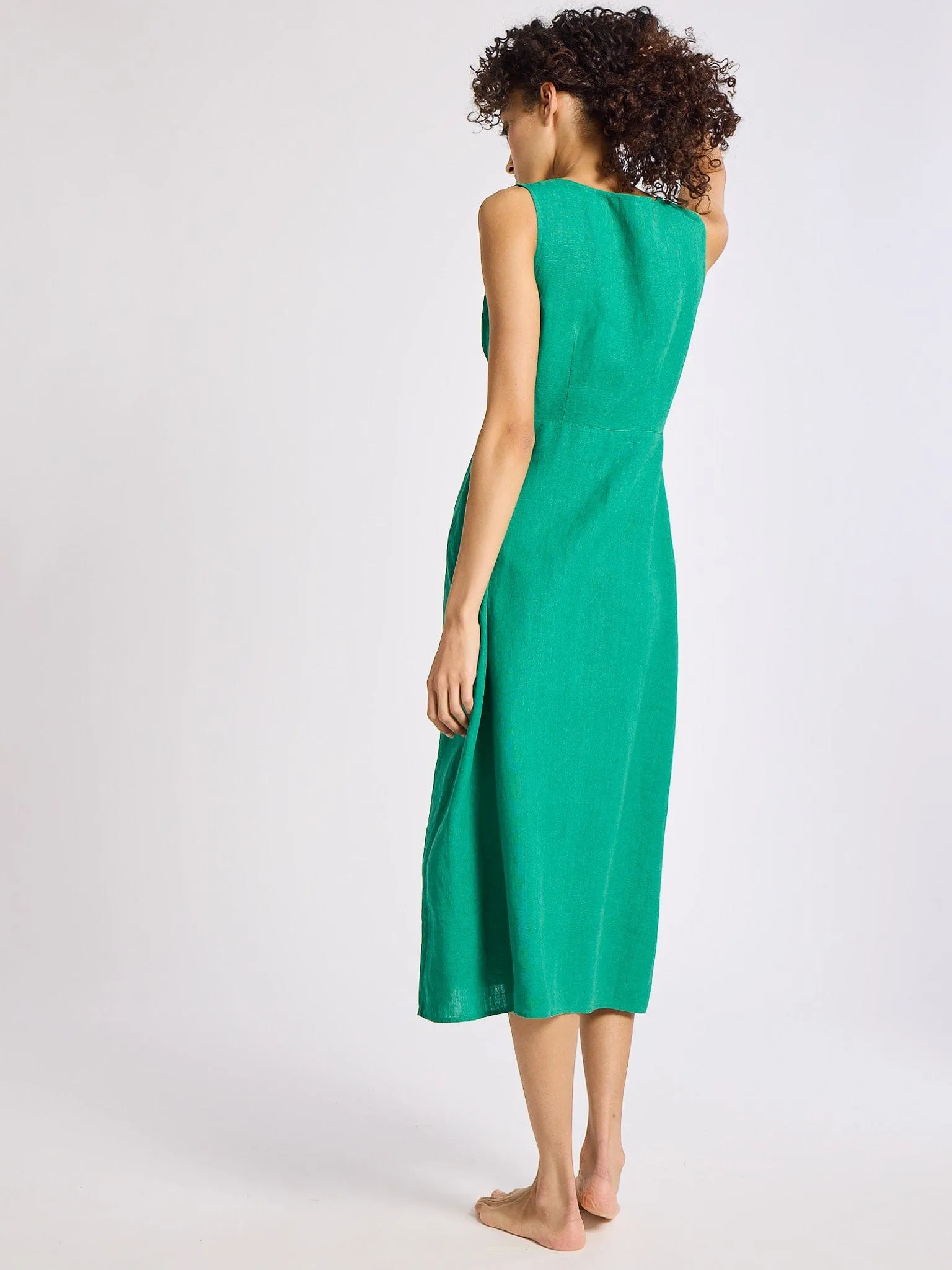 Effie Dress in Jade Linen Versatile Fit