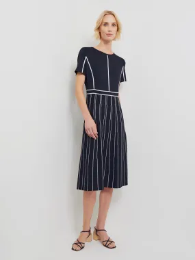 Contrast Stripe A-Line Soft Knit Dress - Modern Fit Edge Shape