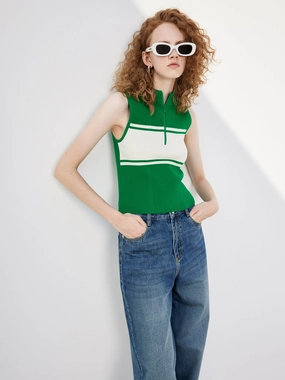 Non Chafing Edges Contrast Sleeveless Knit Top